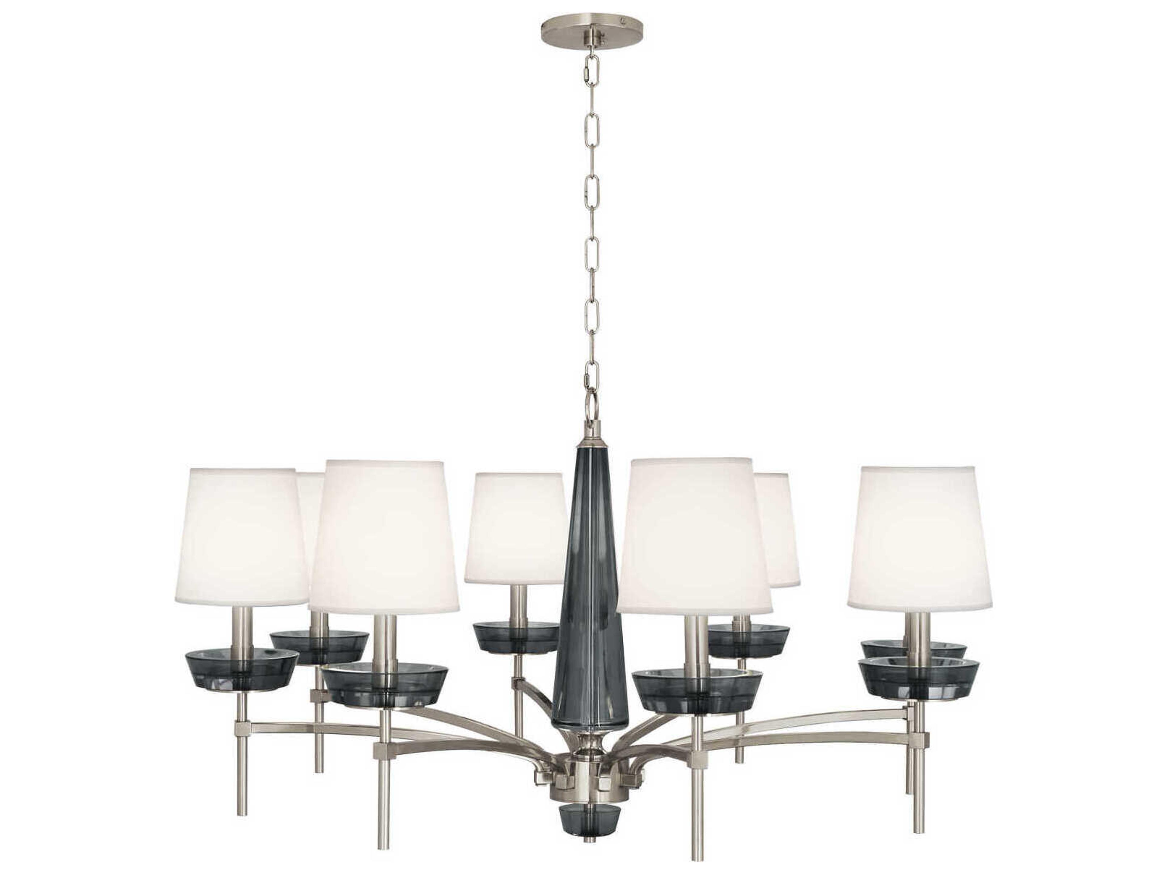 Robert Abbey Cristallo 8-Light Polished Nickel Smoke Gray Crystal Chandelier