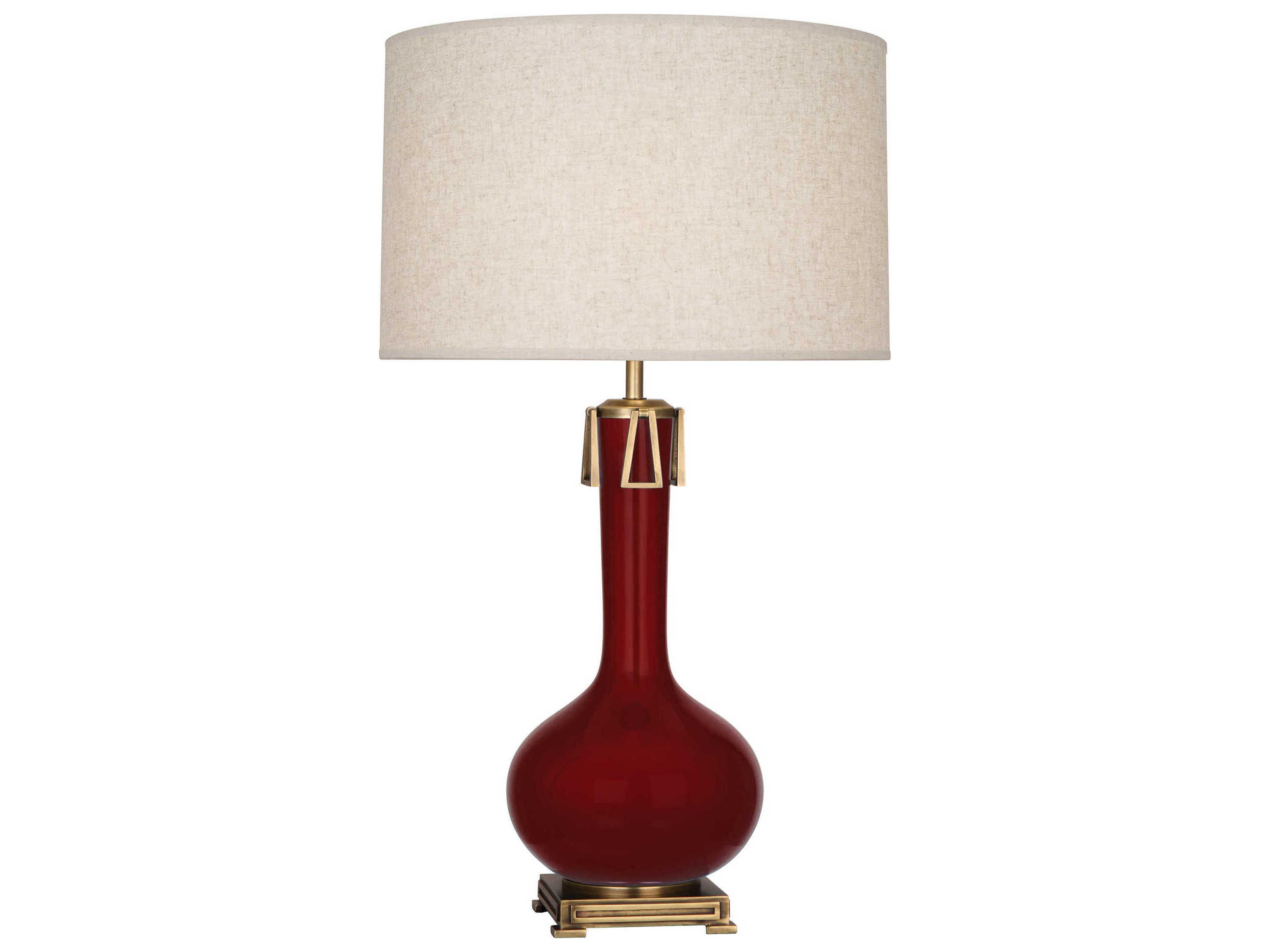 Robert Abbey Athena Sangria Glazed Aged Brass Red Buffet Lamp
