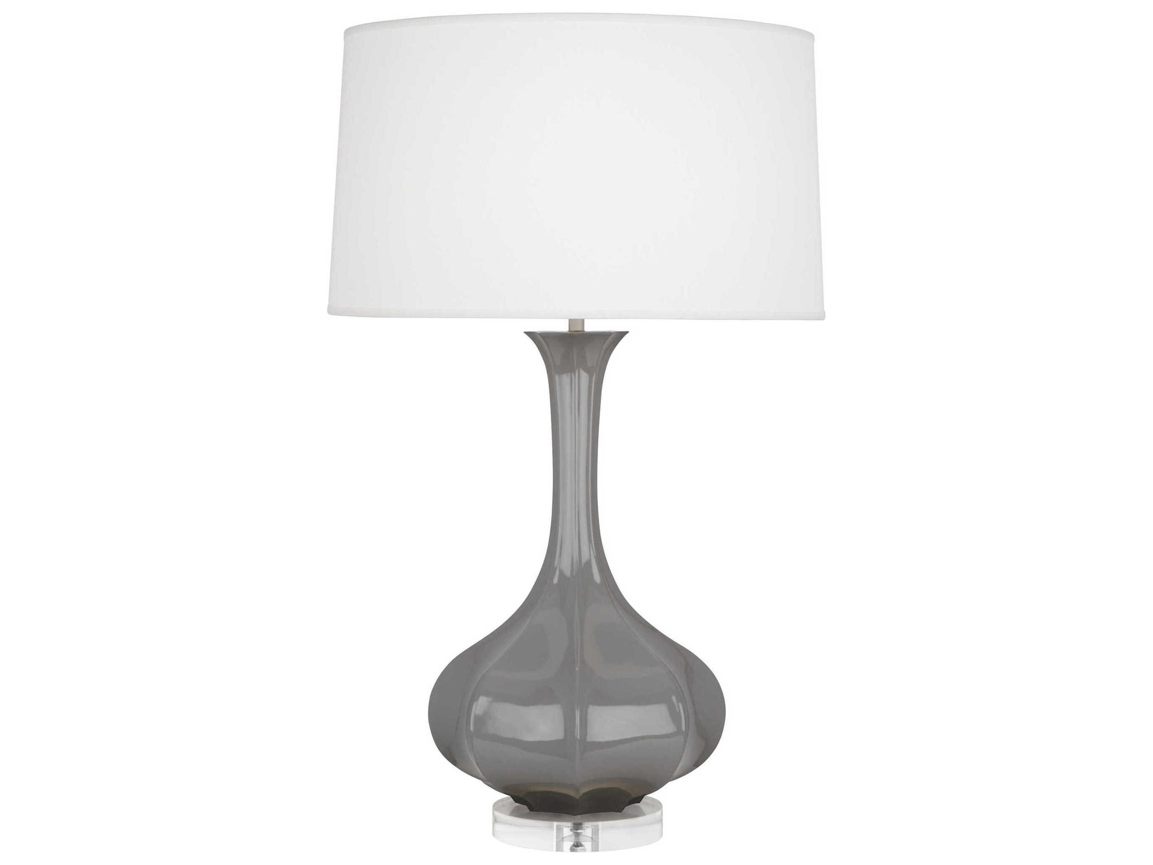 Robert Abbey Pike Smoky Taupe Glazed Lucite Gray Buffet Lamp