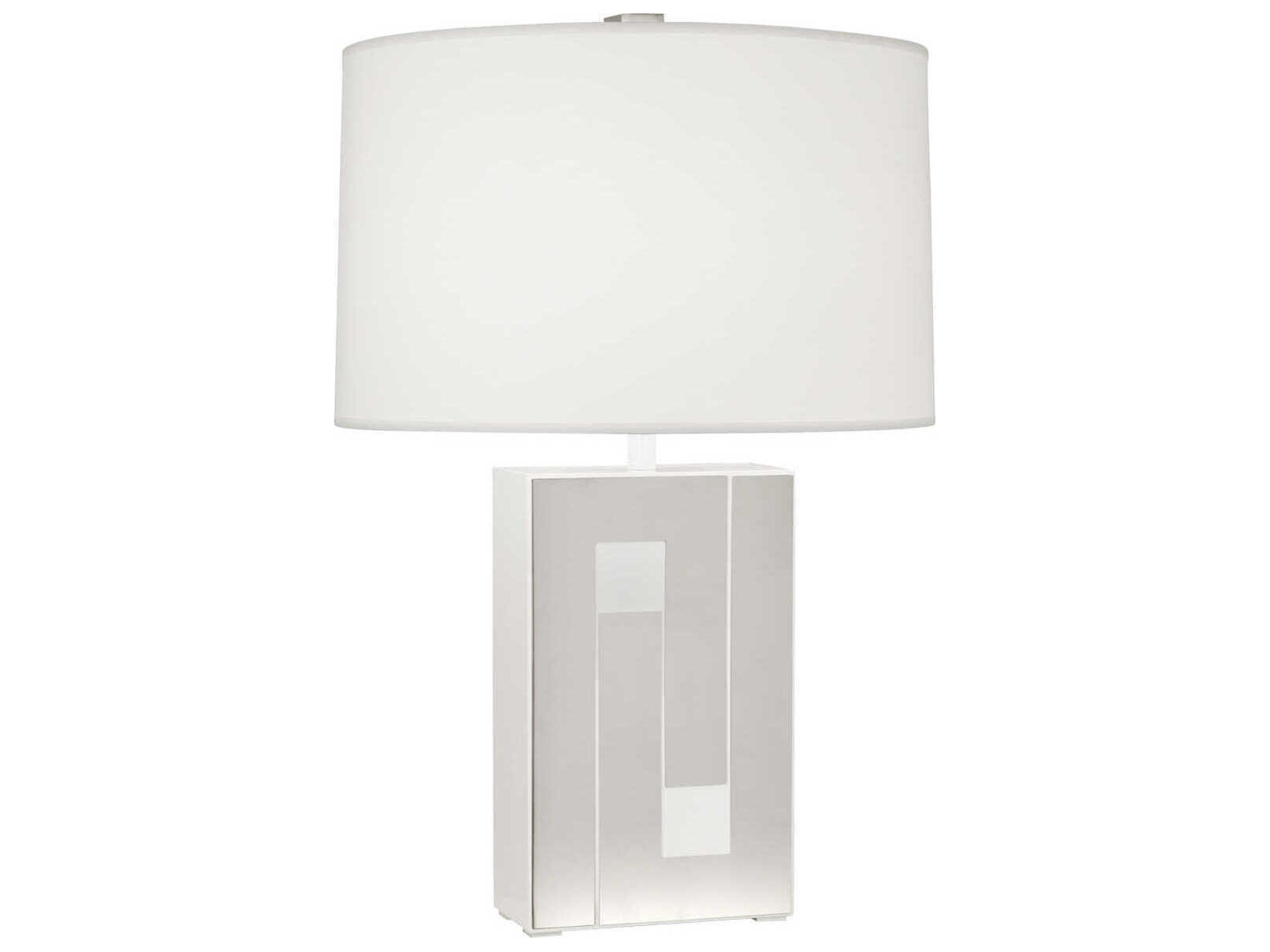 Robert Abbey Blox White Enamel Polished Nickel Buffet Lamp