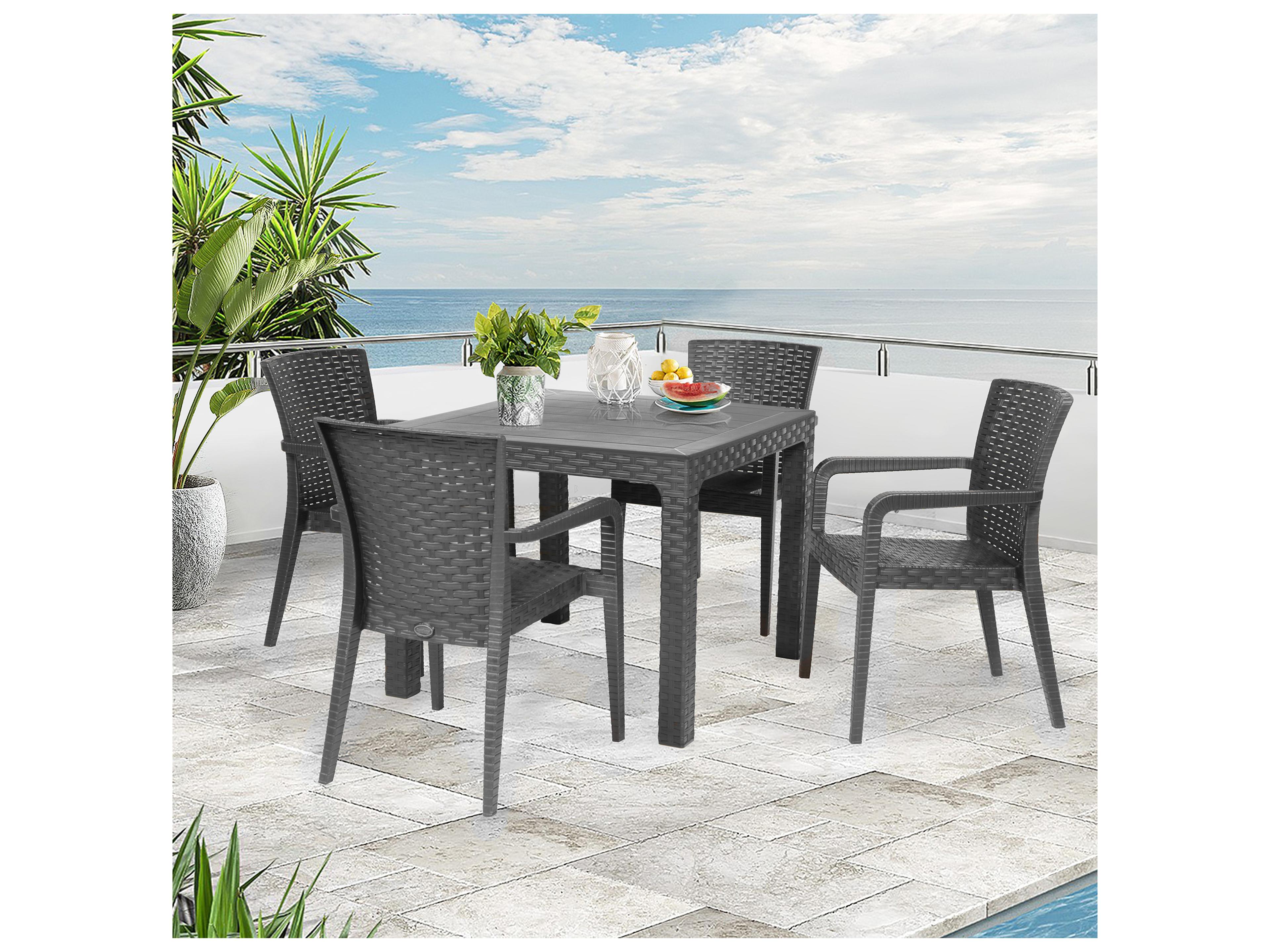 Rainbow Outdoor Alberta Resin Wicker Anthracite 5 Piece Dining Set