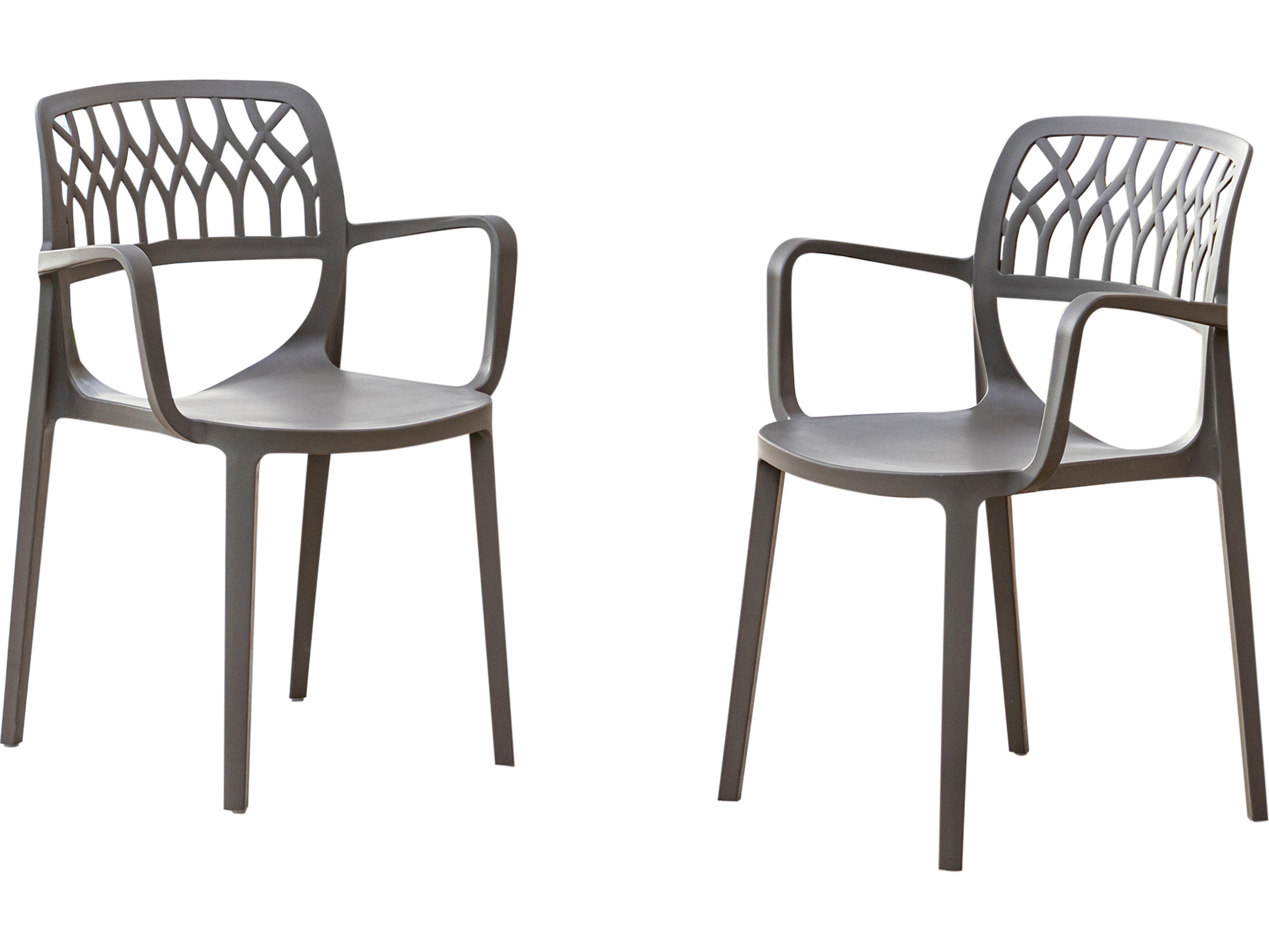 Rainbow Outdoor Elsa Resin Cappuccino Stackable Dining Arm Chair Set of 2