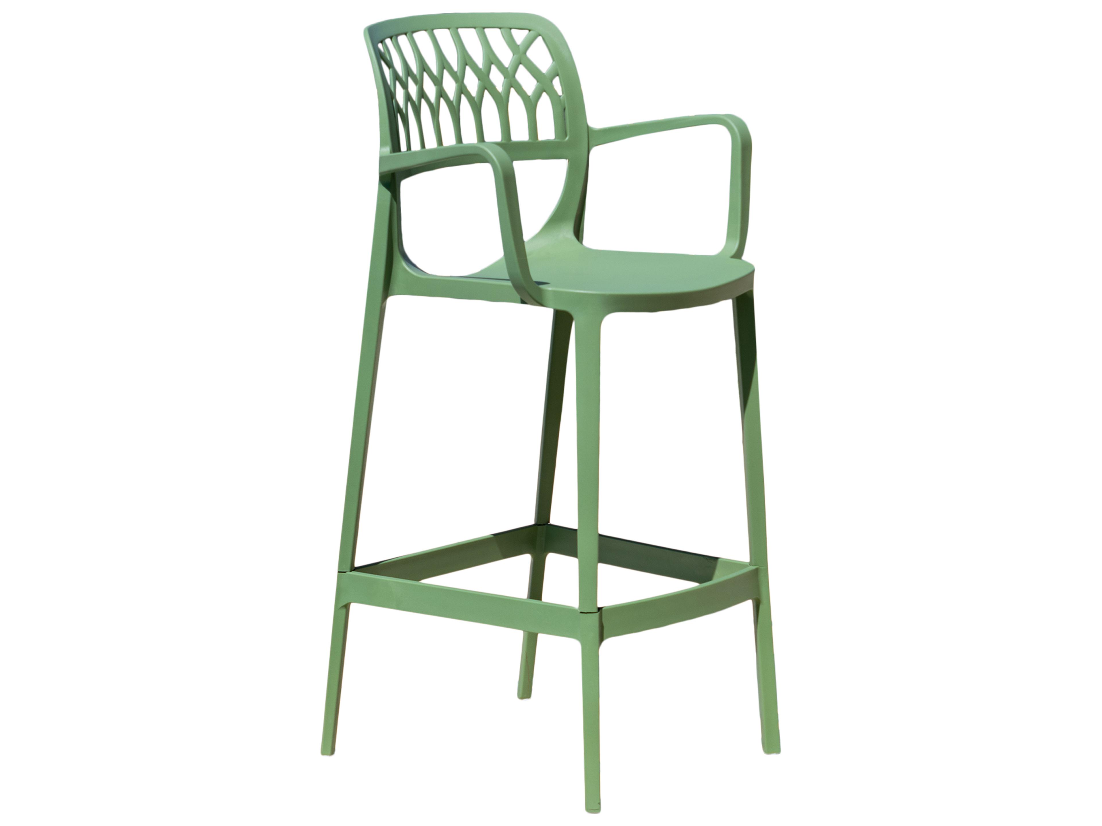 Rainbow Outdoor Elsa Resin Green Stackable Bar Stool Set of 2