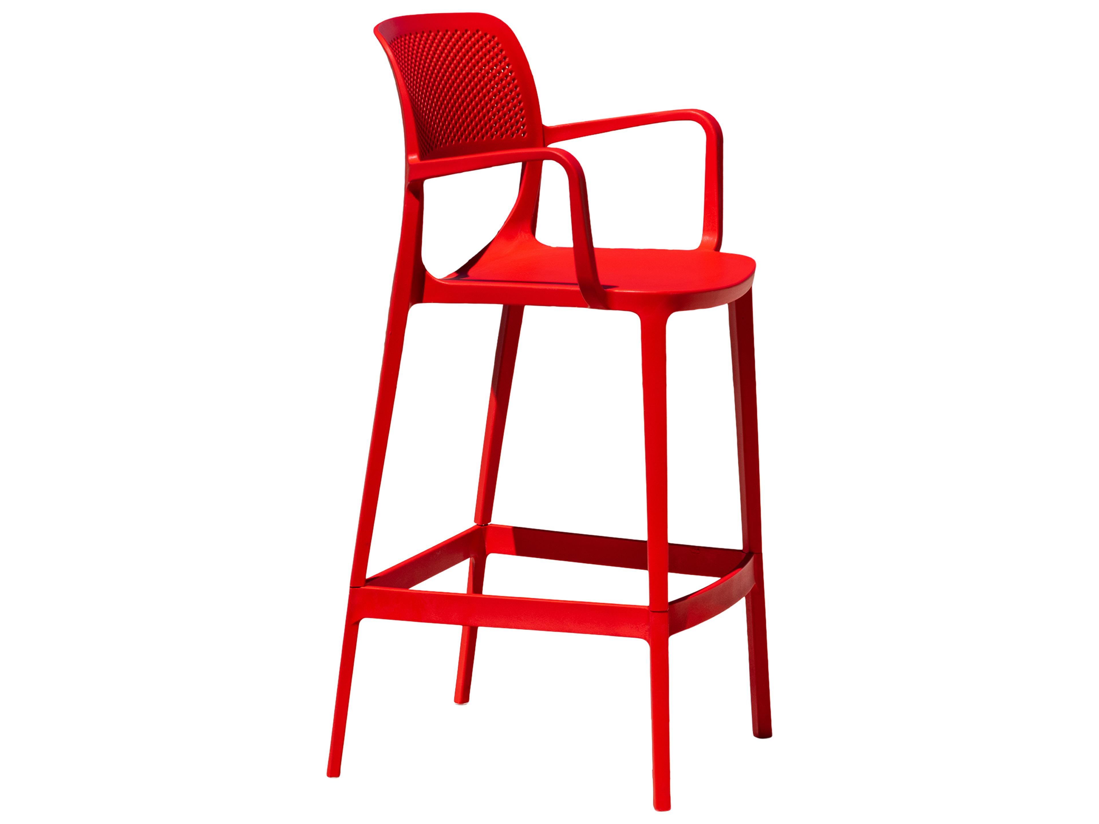 Rainbow Outdoor Elsa Resin Red Stackable Bar Stool Set of 2