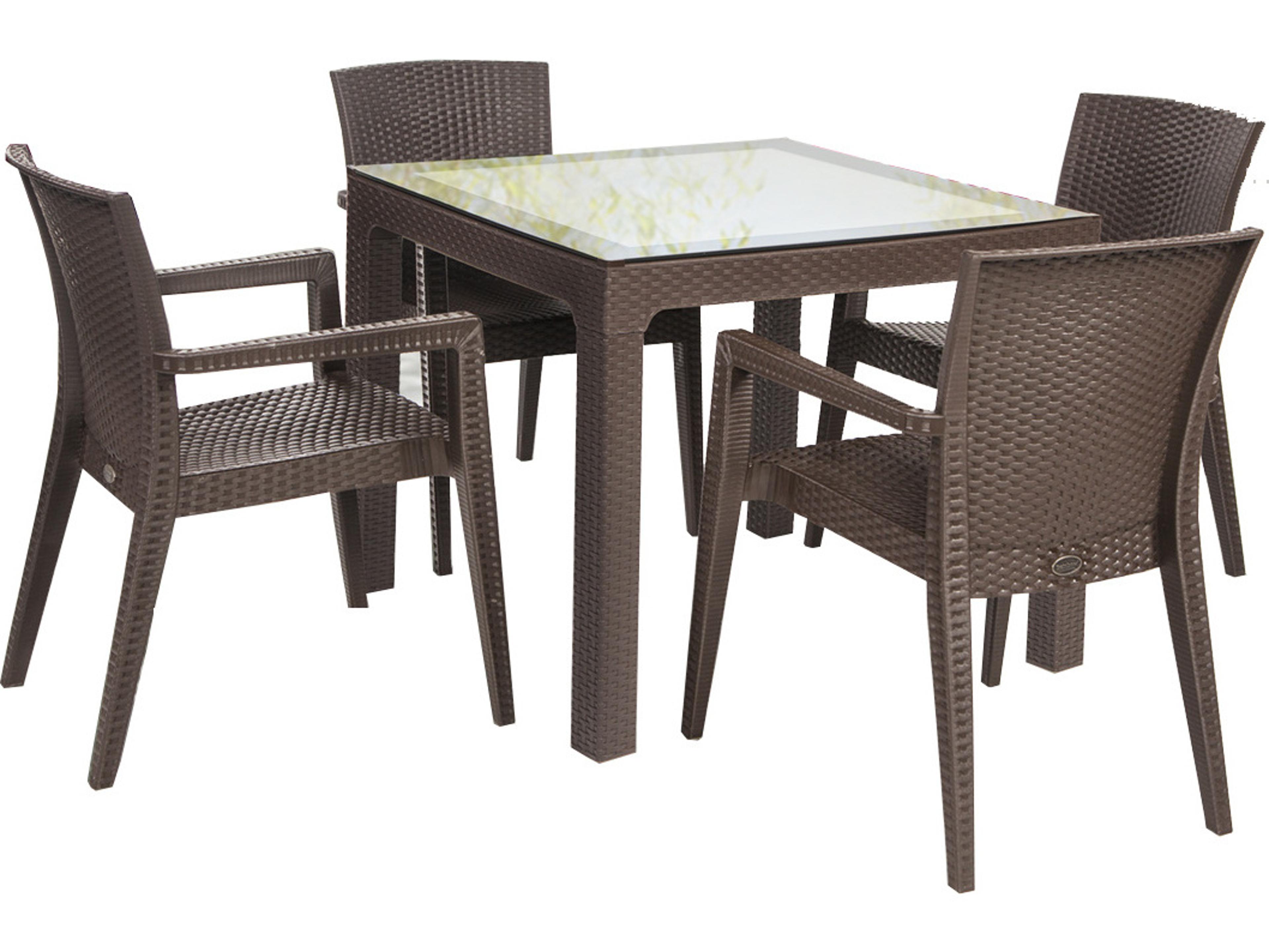 Rainbow Outdoor Montana Resin Wicker Brown 5 Piece Dining Set