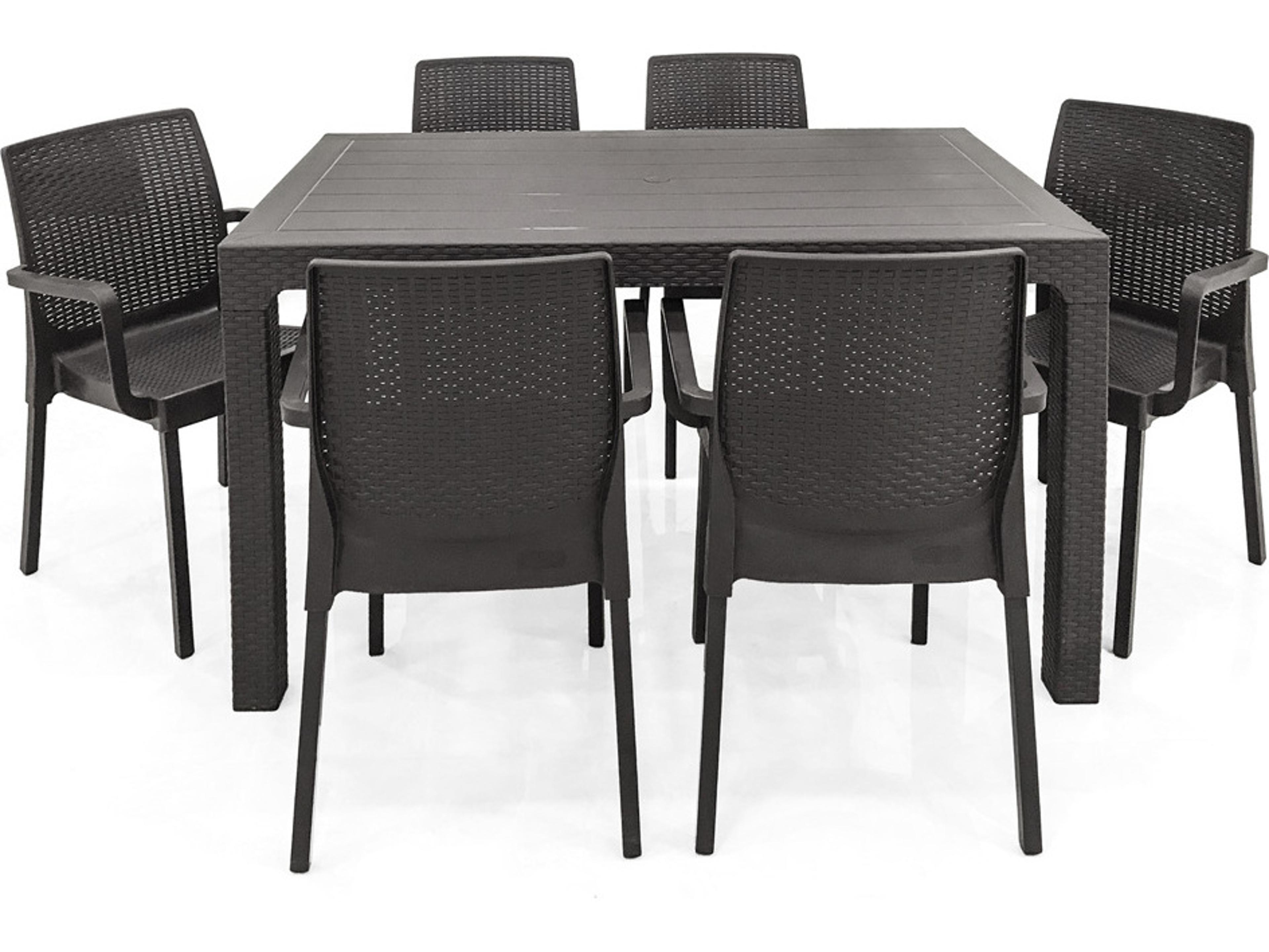 Rainbow Outdoor Napoli Wicker Resin Wicker Anthracite 7 Piece Dining Set