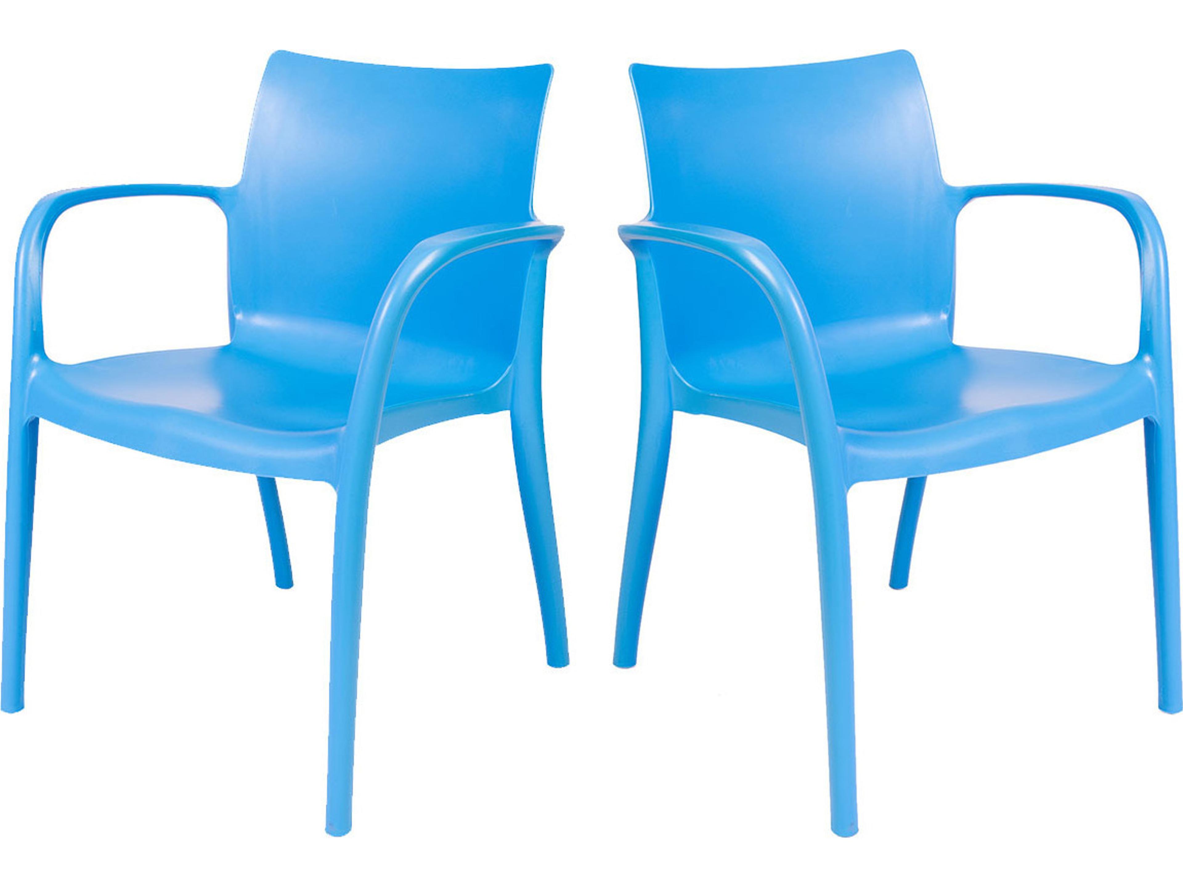 Rainbow Outdoor Pedro Resin Blue Stackable Dining Arm Chair Set of 2
