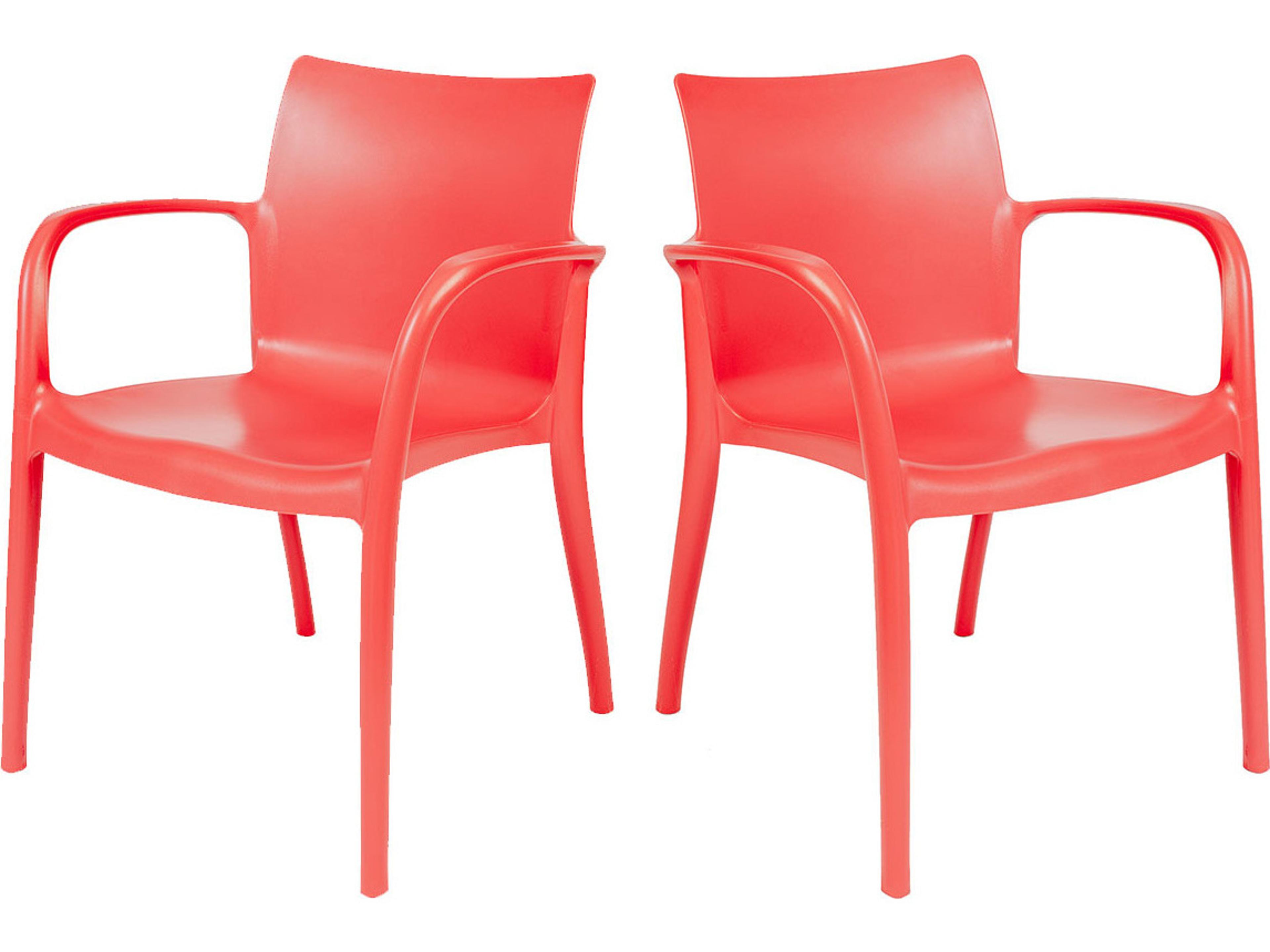 Rainbow Outdoor Pedro Resin Red Stackable Dining Arm Chair Set of 2