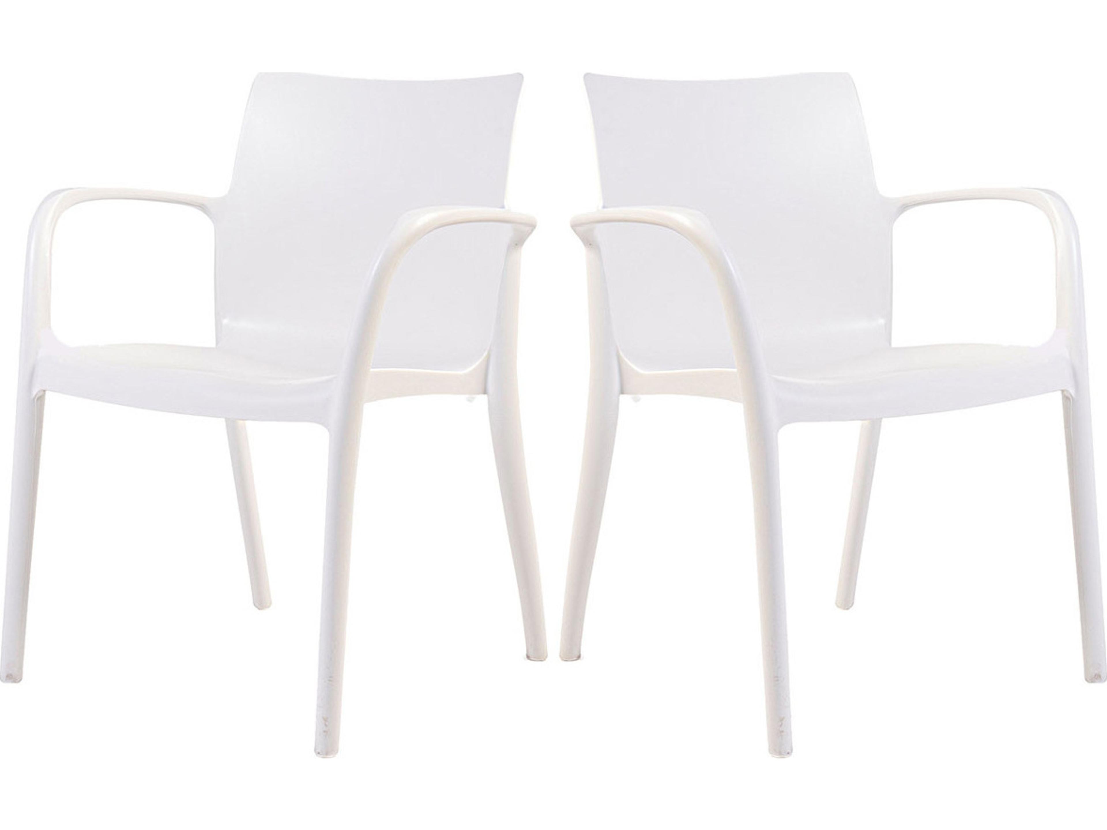 Rainbow Outdoor Pedro Resin White Stackable Dining Arm Chair Set of 2