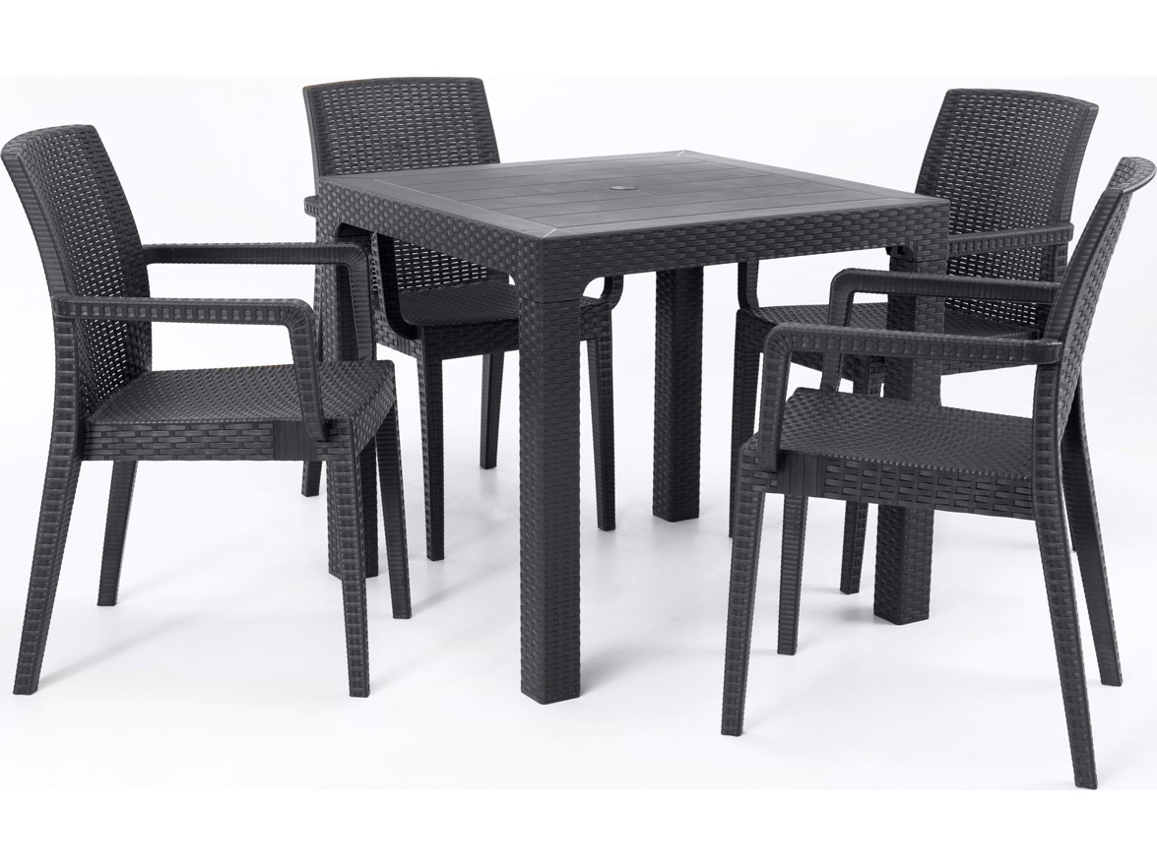 Rainbow Outdoor Siena Resin Wicker Anthracite 5 Piece Dining Set