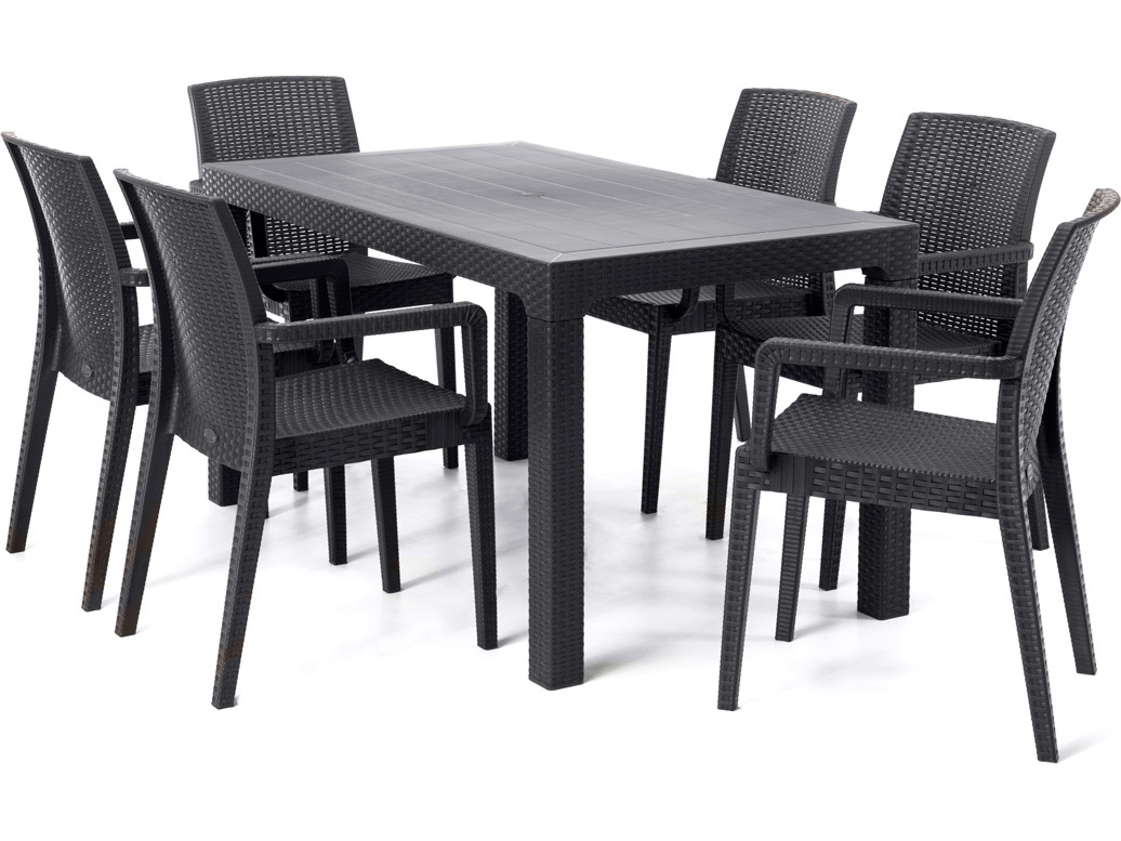 Rainbow Outdoor Siena Resin Wicker Anthracite 7 Piece Dining Set