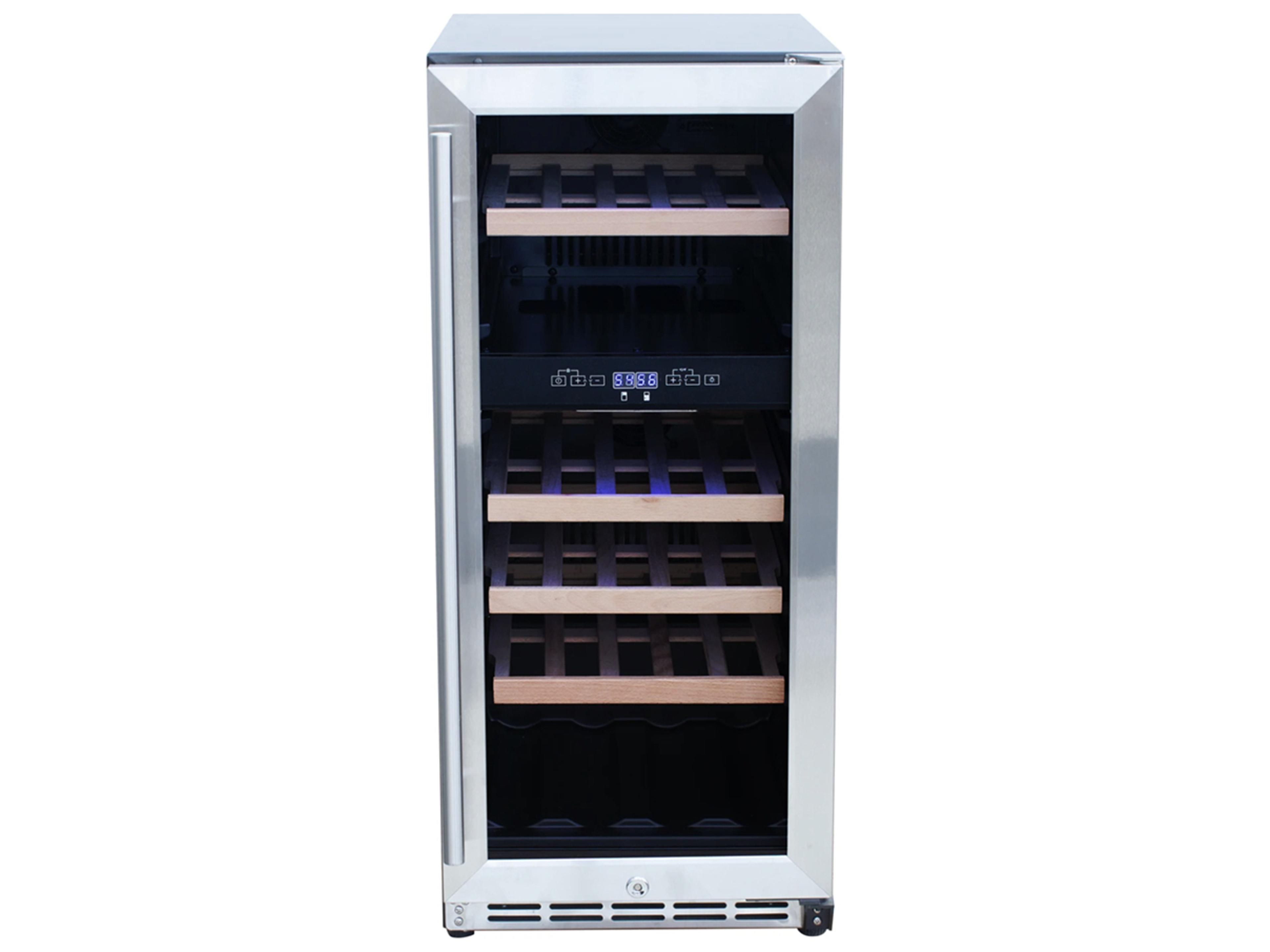 RCS Grills Stainless Steel Wine Cooler Refrigerator with 15 Glass Window Front