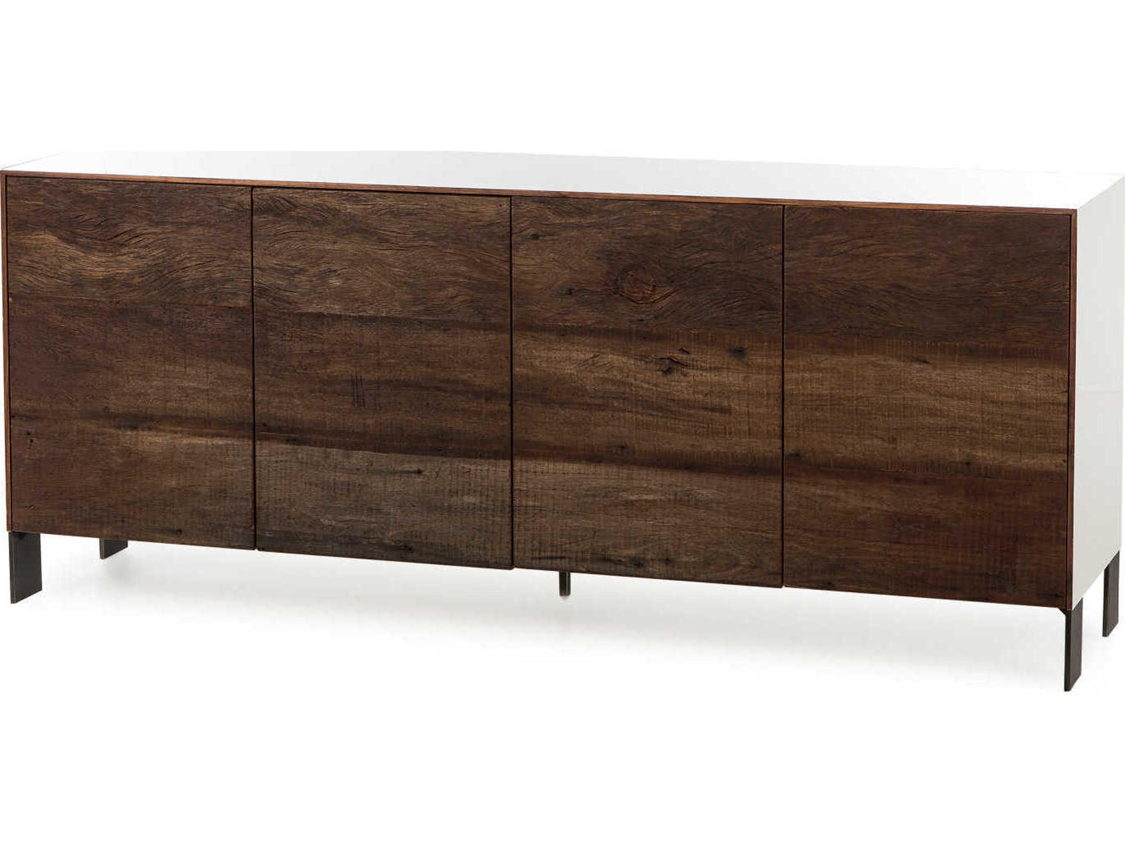 Sonder Living Cardosa 72" Natural Wood White Acrylic Lacquered & Brown Reclaimed Peroba Finish Sideboard