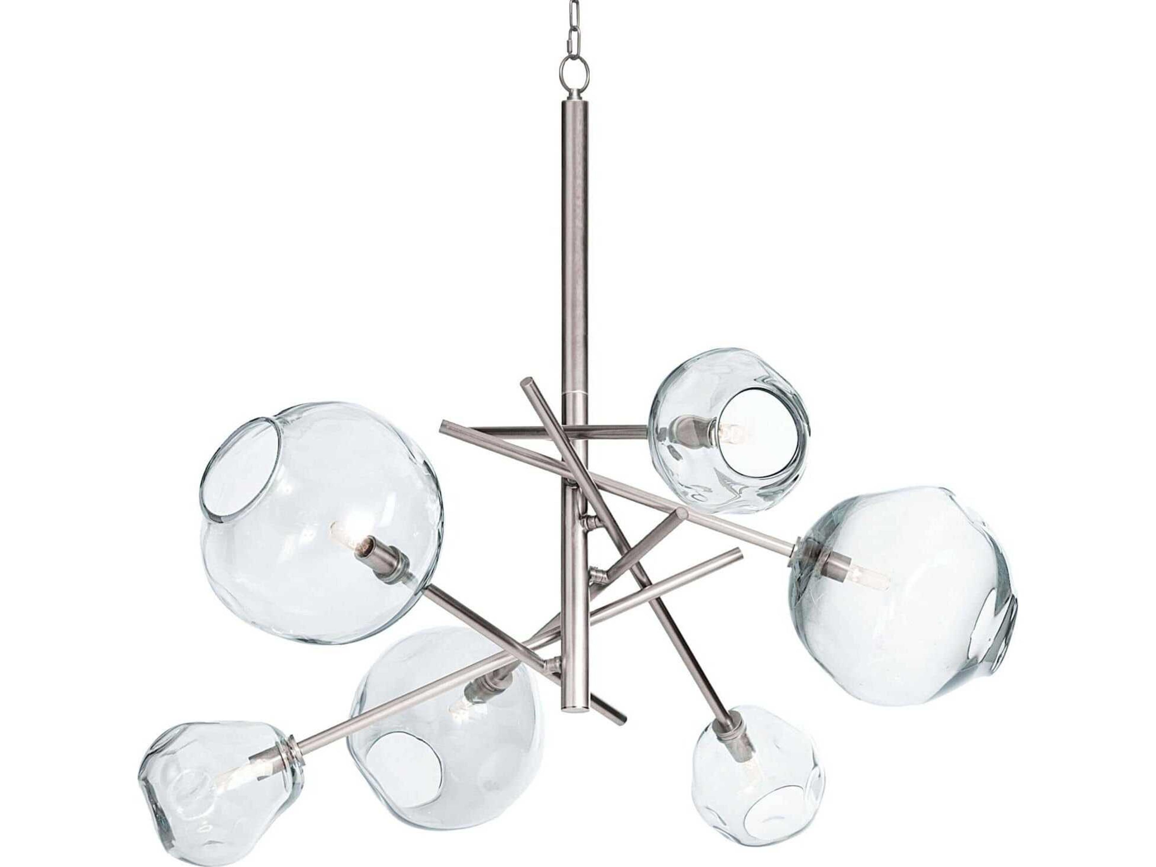 Regina Andrew Molten 6-Light Polished Nickel Clear Candelabra Globe Tiered Chandelier