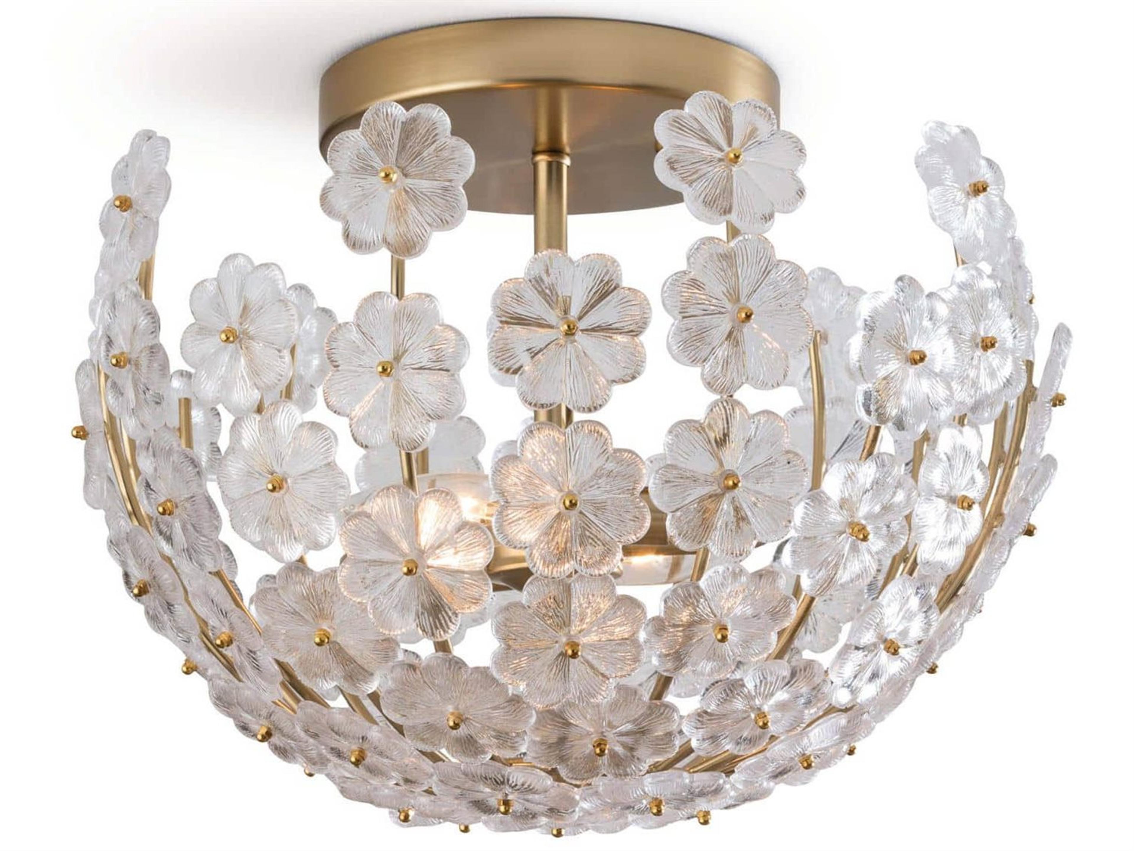 Regina Andrew Charlotte 2-Light Natural Brass Glass Bowl Semi Flush Mount