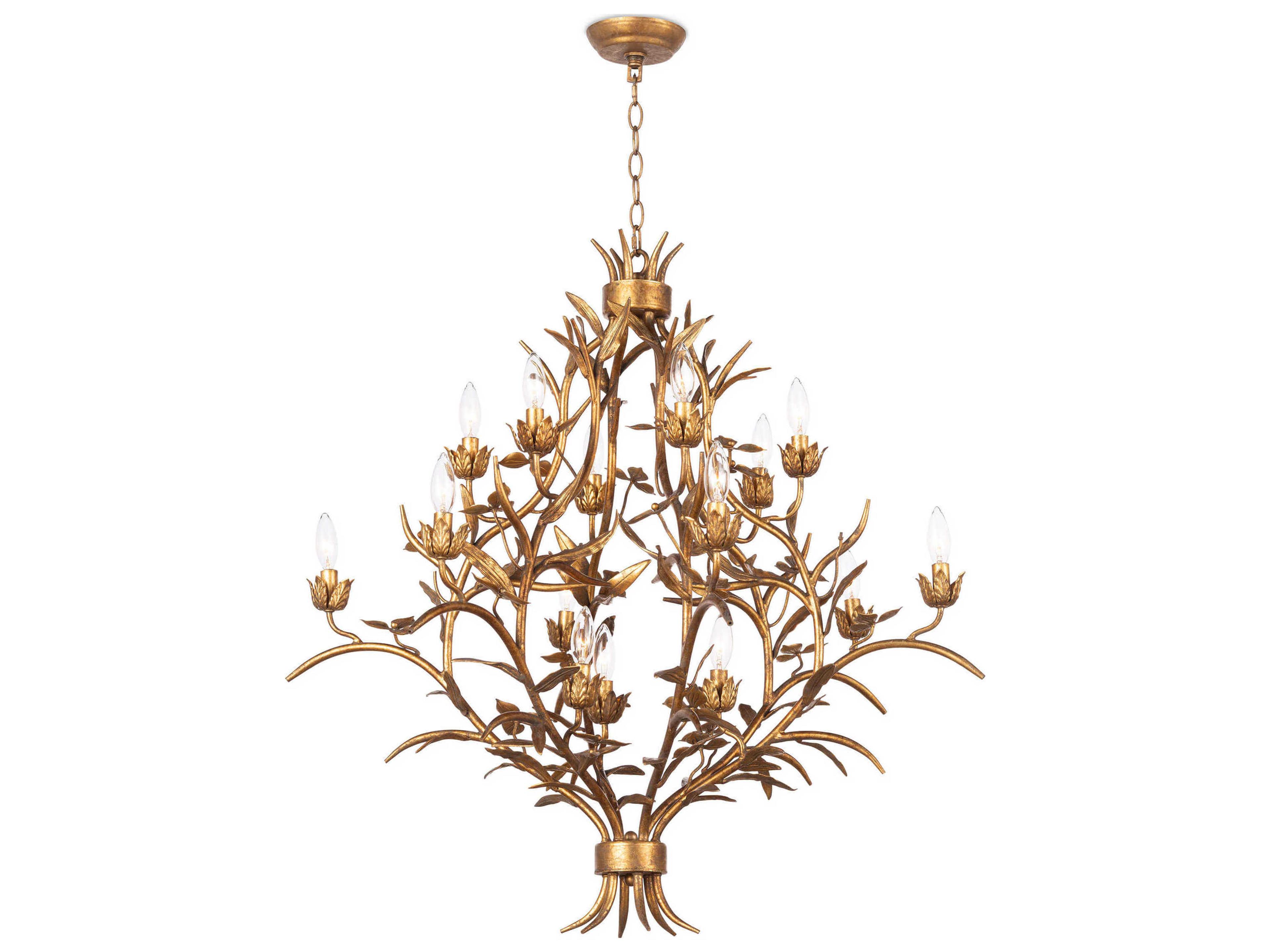 Regina Andrew Trillium 15-Light Brass Candelabra Chandelier