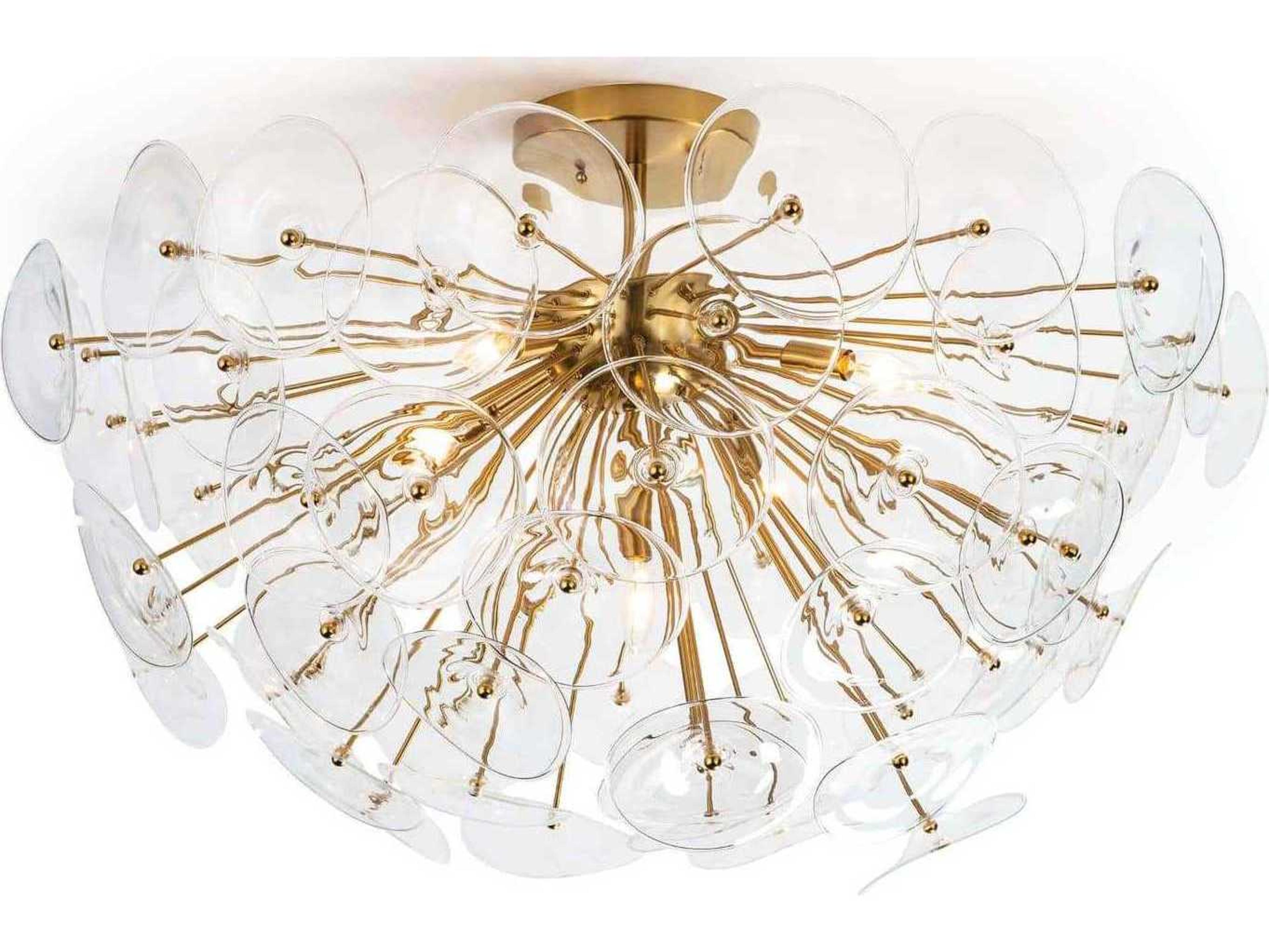 Regina Andrew Poppy 5-Light Natural Brass Glass Semi Flush Mount