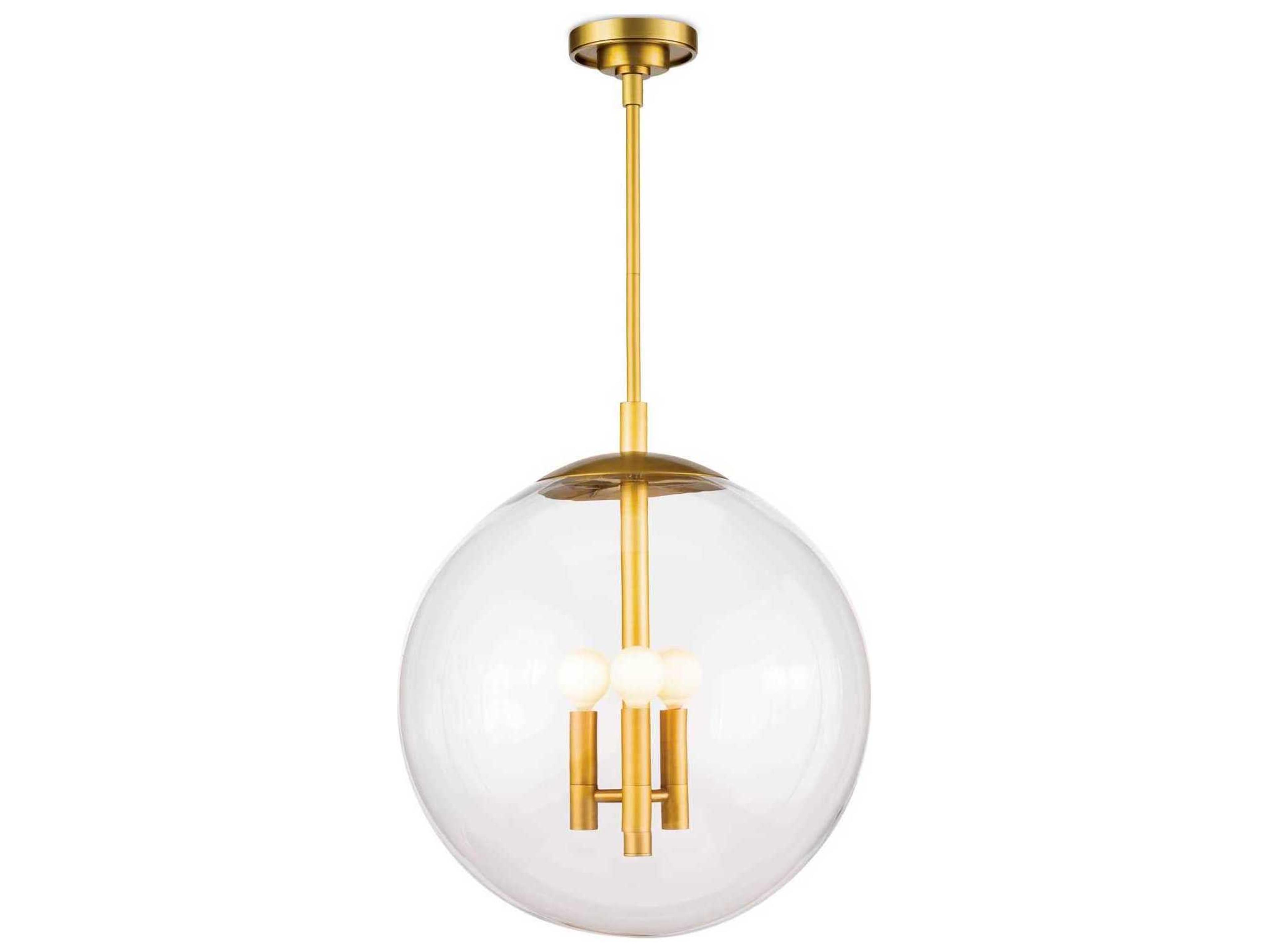 Regina Andrew Cafe 3-Light Natural Brass Glass Globe Pendant