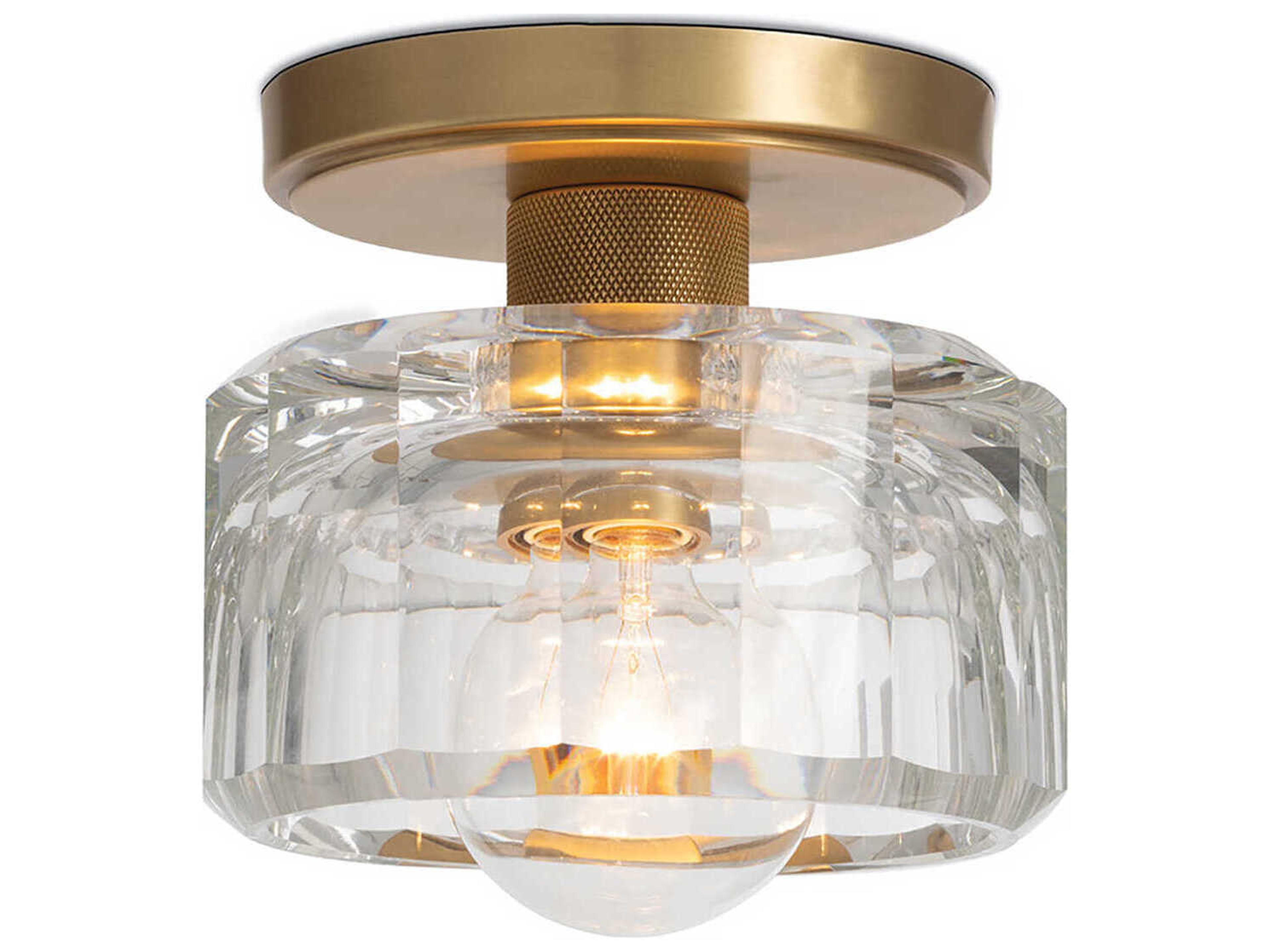 Regina Andrew Bijoux 1-Light Clear Brass Cylinder Semi Flush Mount