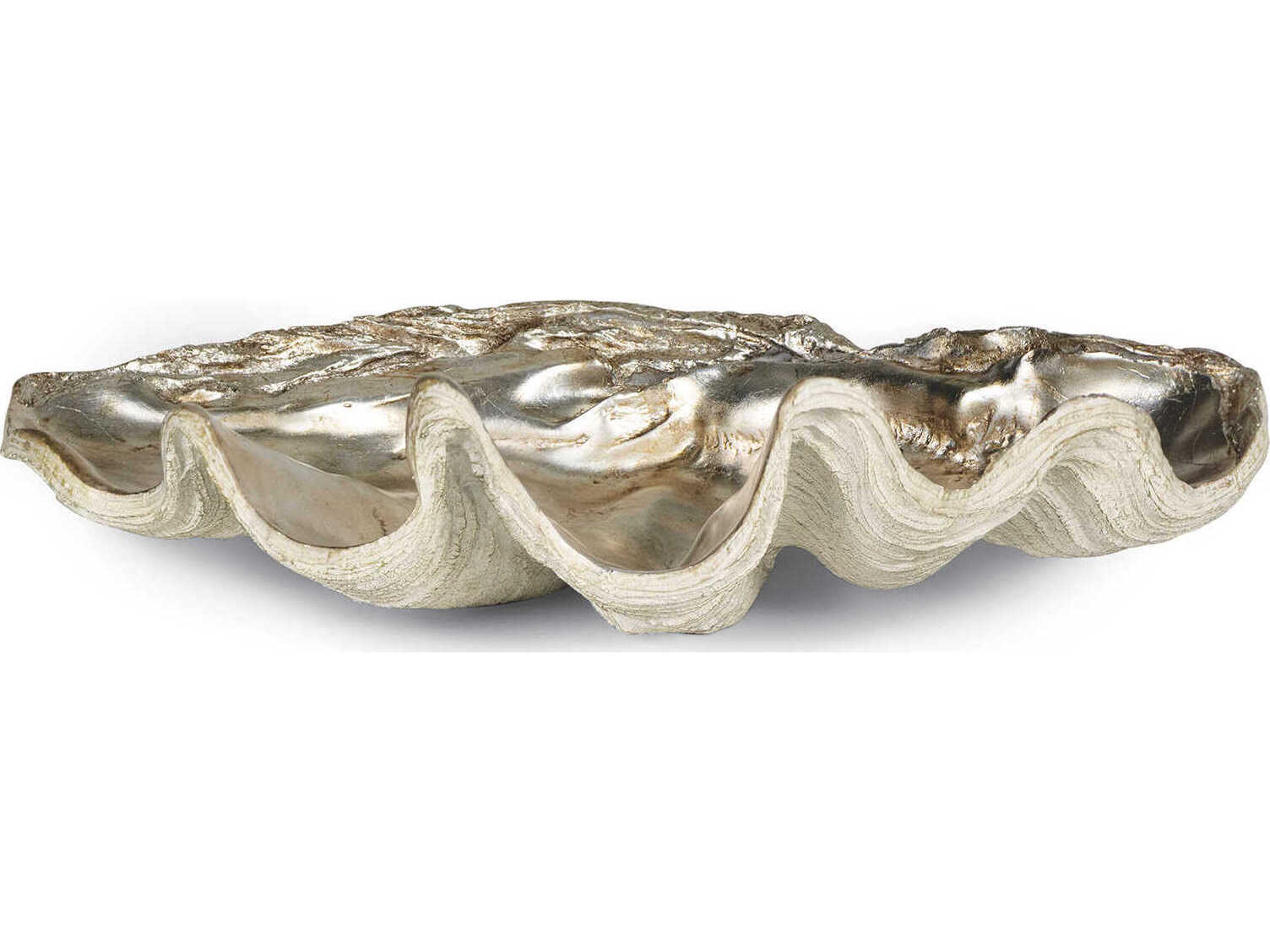 Clam Ambered Silver Leaf Decorative Bowl