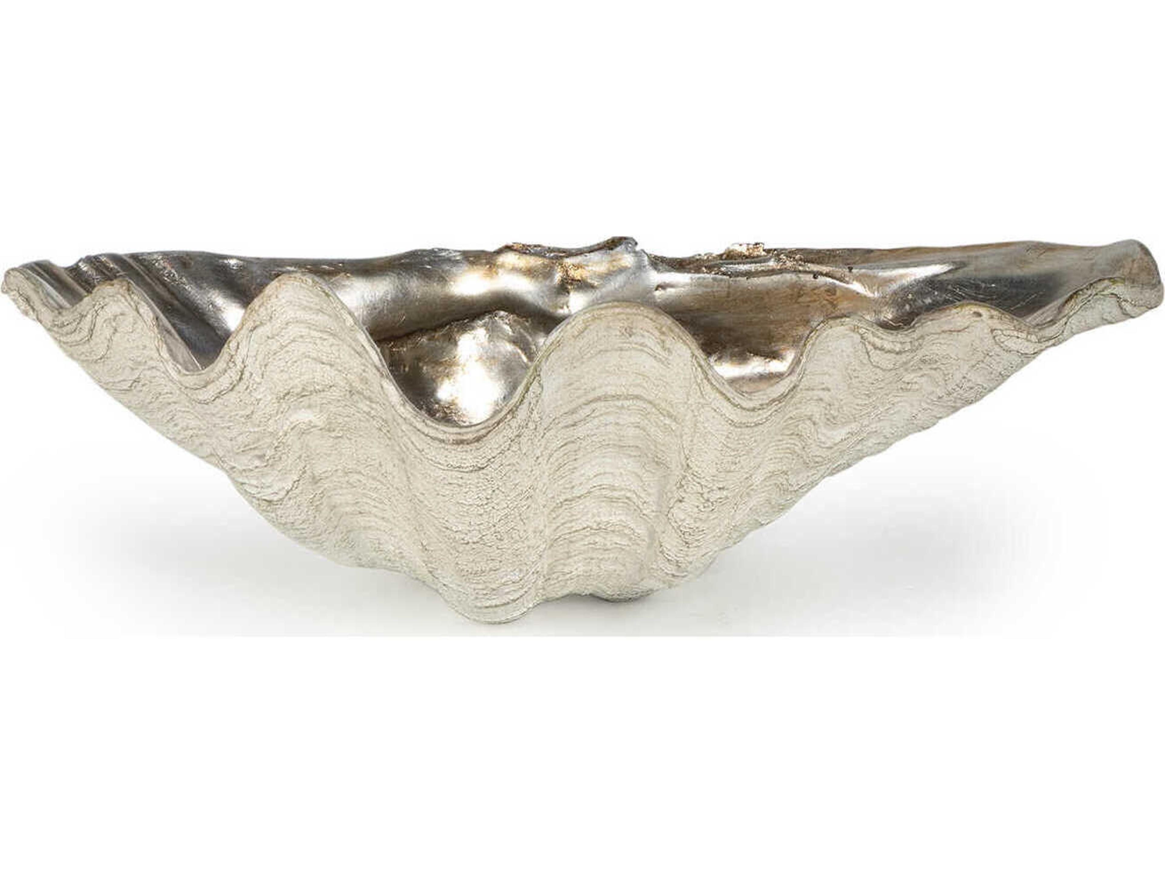 Clam Ambered Silver Leaf Decorative Bowl