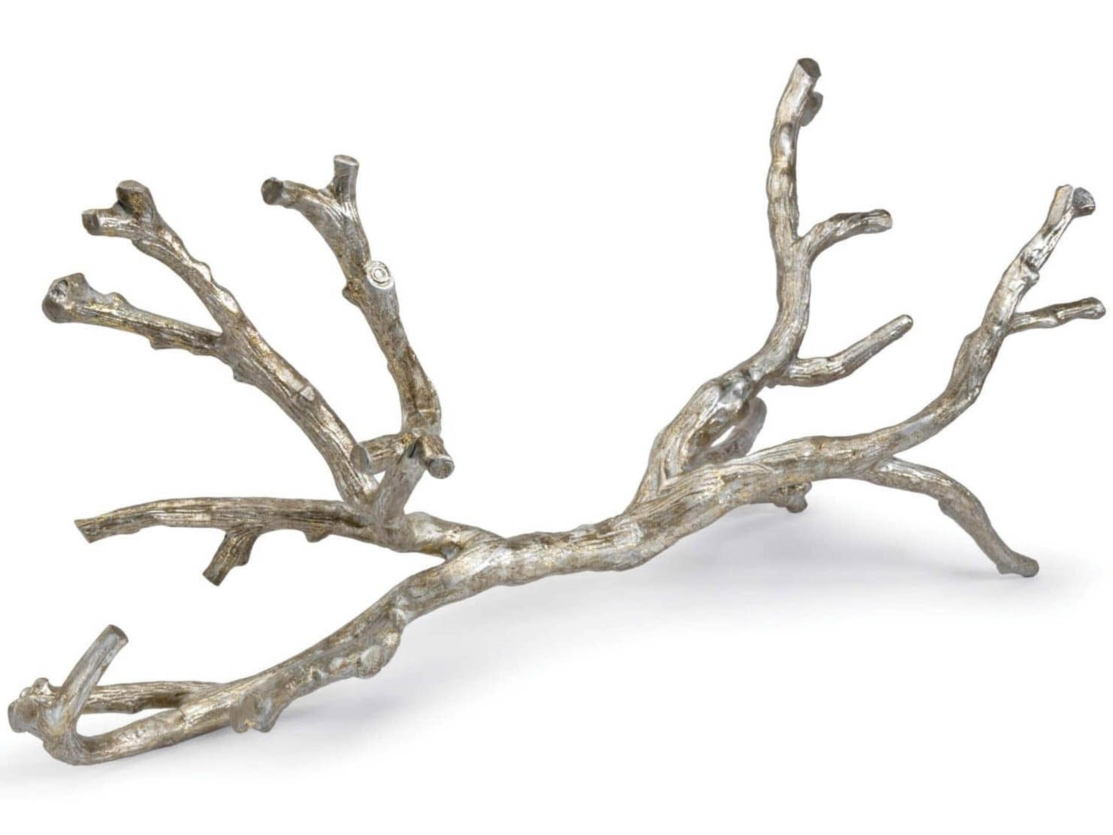 Regina Andrew Ambered Silver Leaf Metal Branch Sculpture