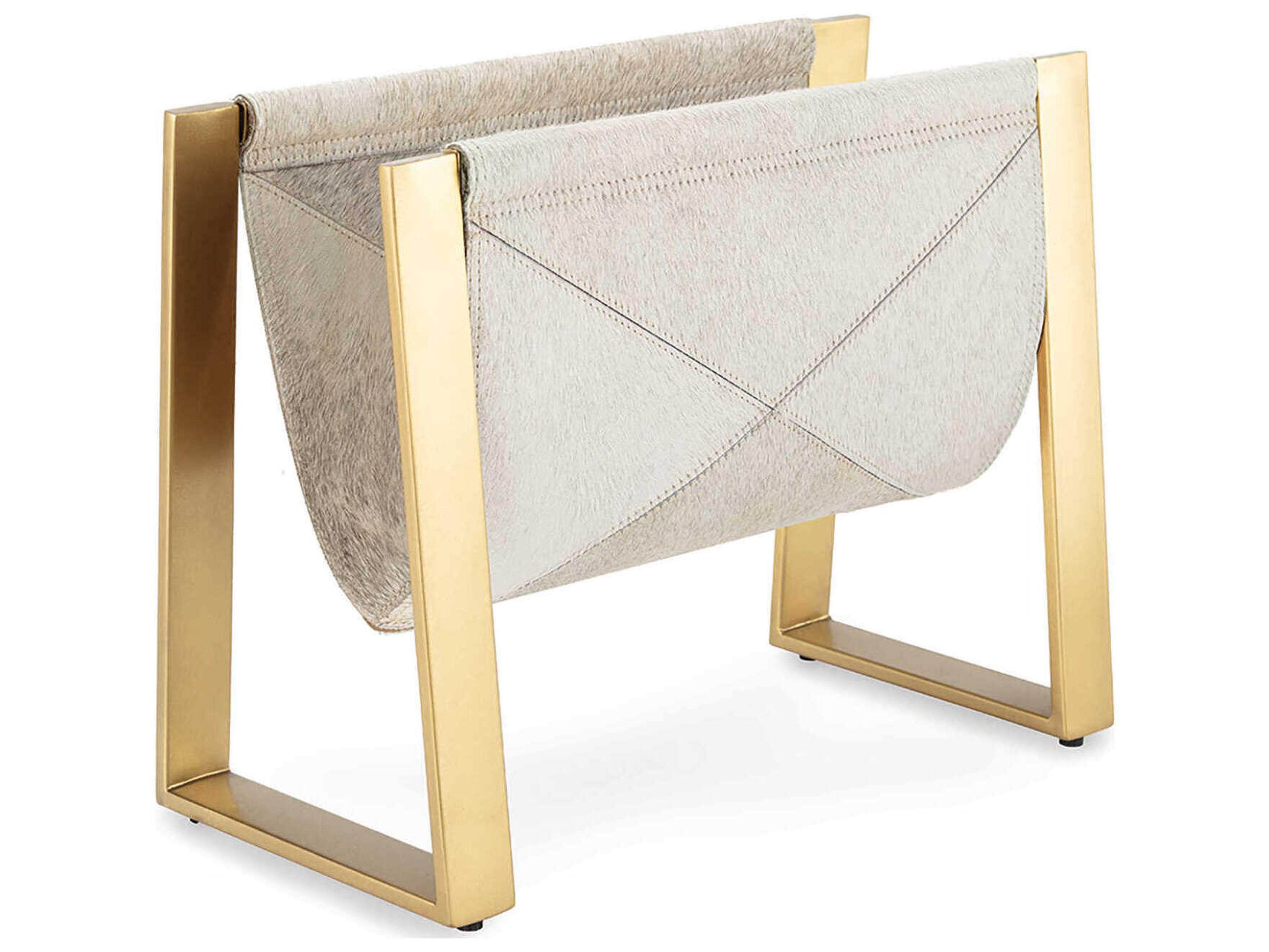 Andres Hair on Hide Brass Magazine Rack