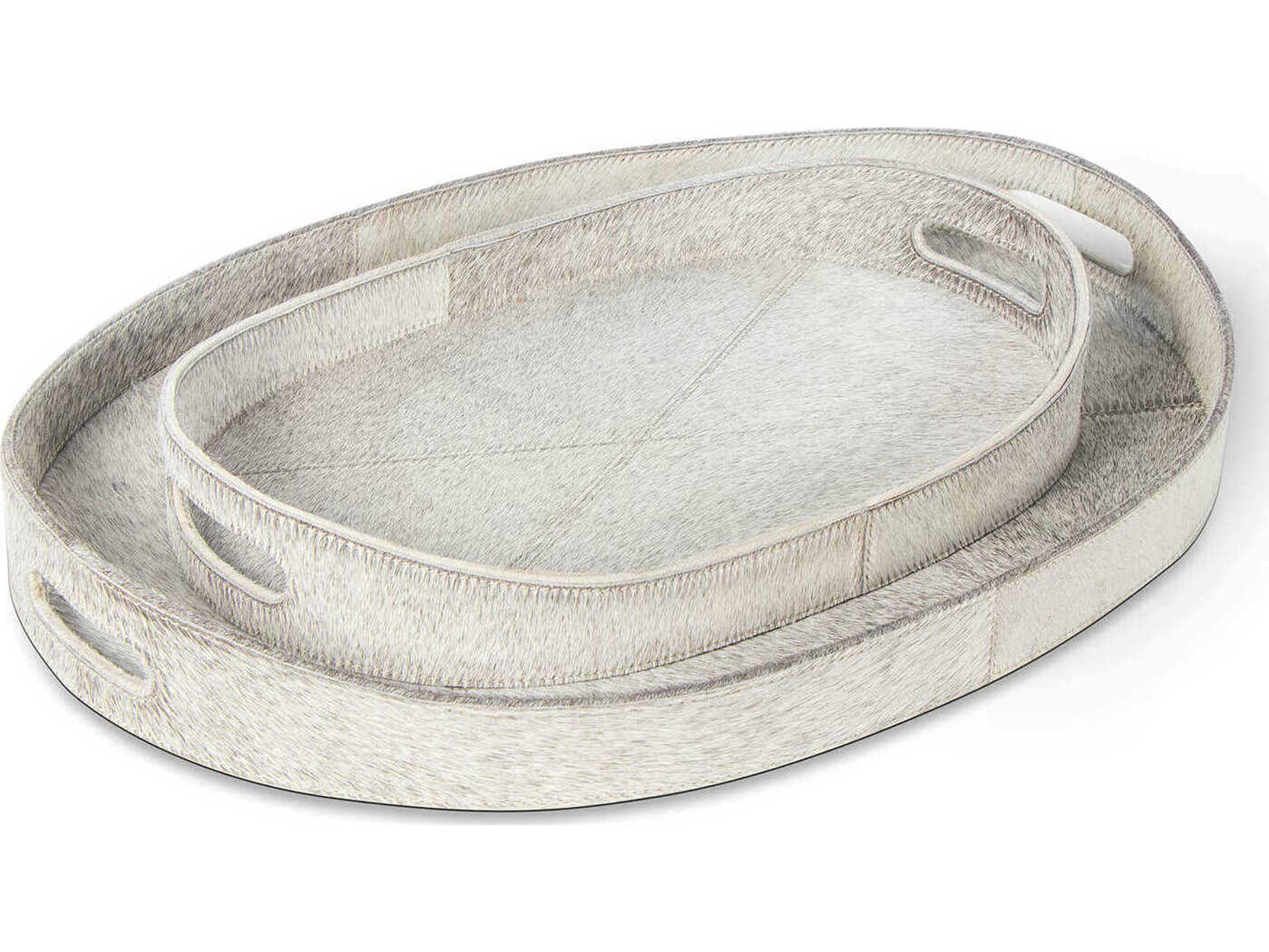 Regina Andrew Andres Grey Andres Hair on Hide Trays Set of 2