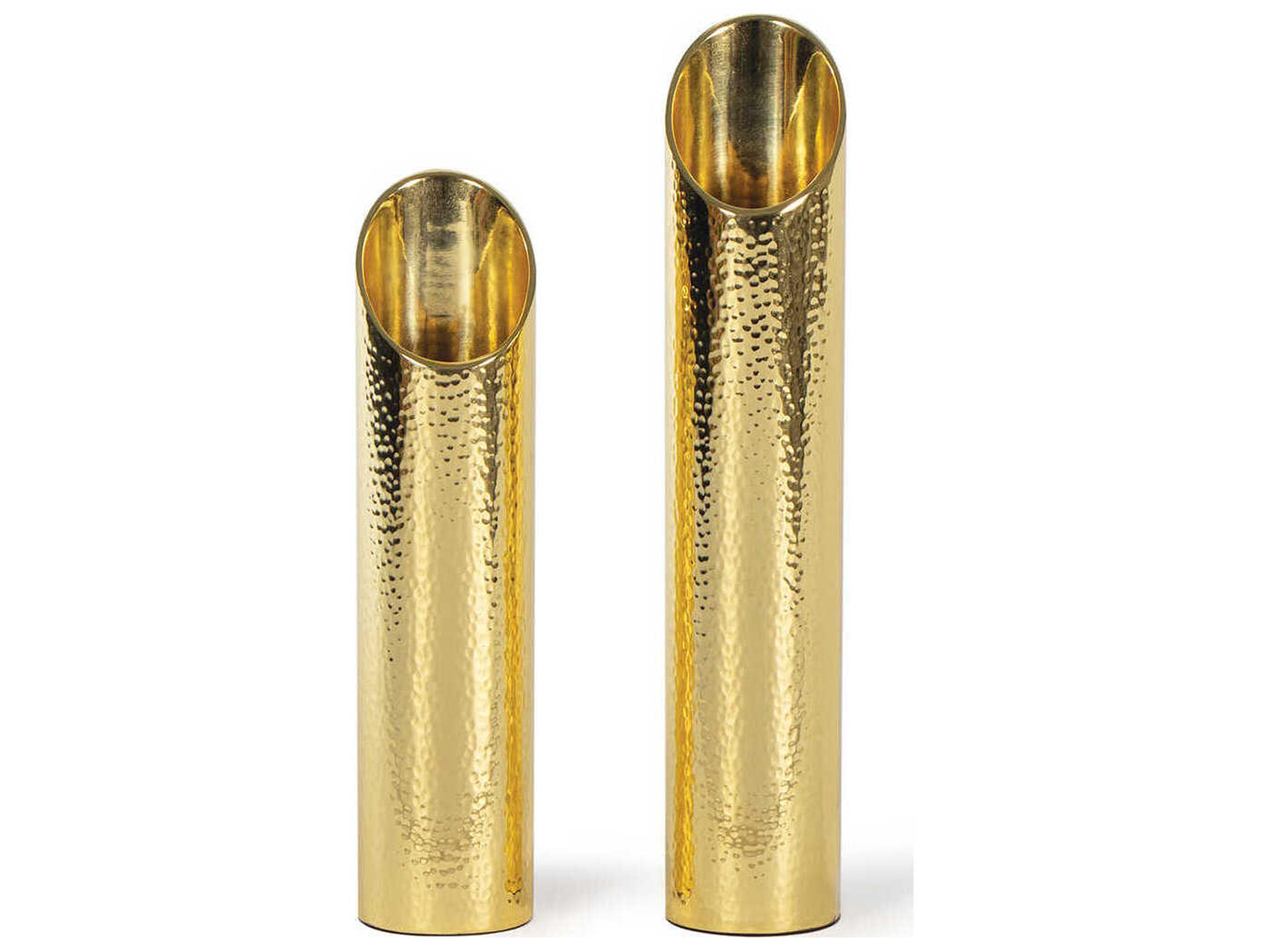 Elio Polished Brass Vase Set of 2