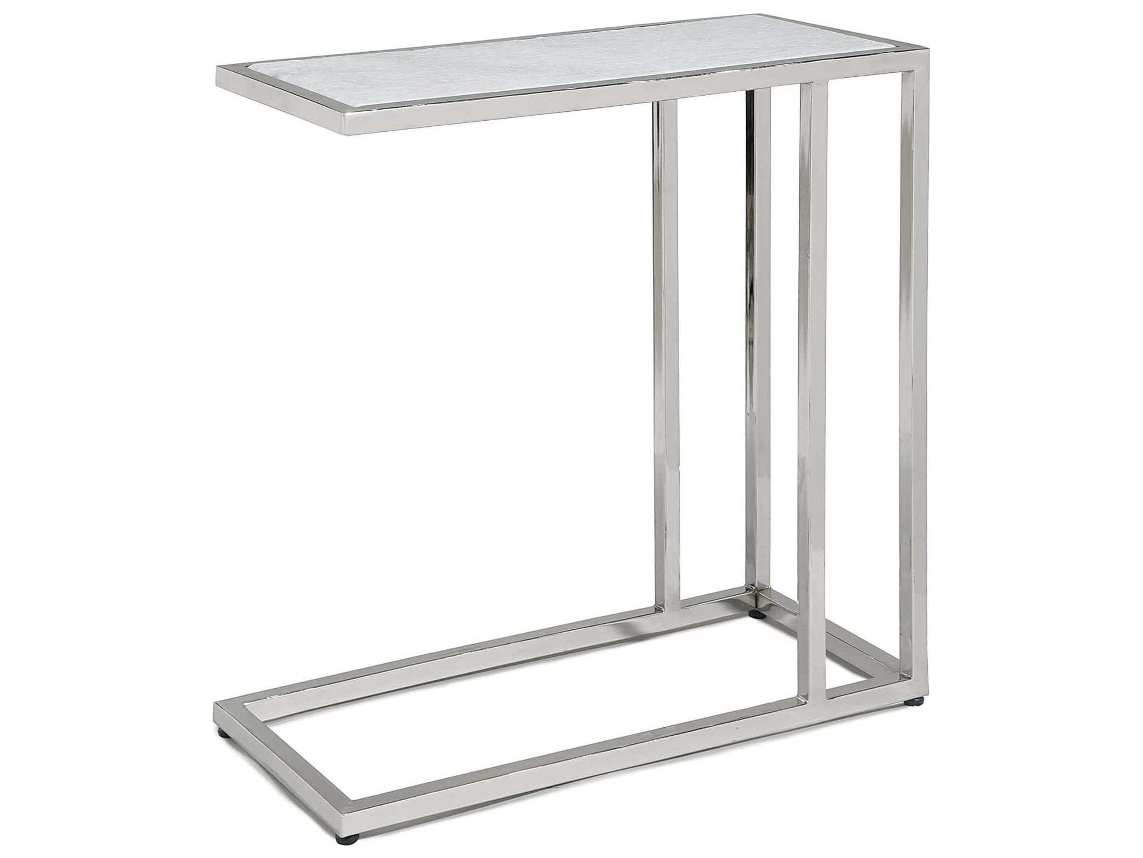 Regina Andrew Echelon Rectangular Etched Marble With Polished Nickel End Table