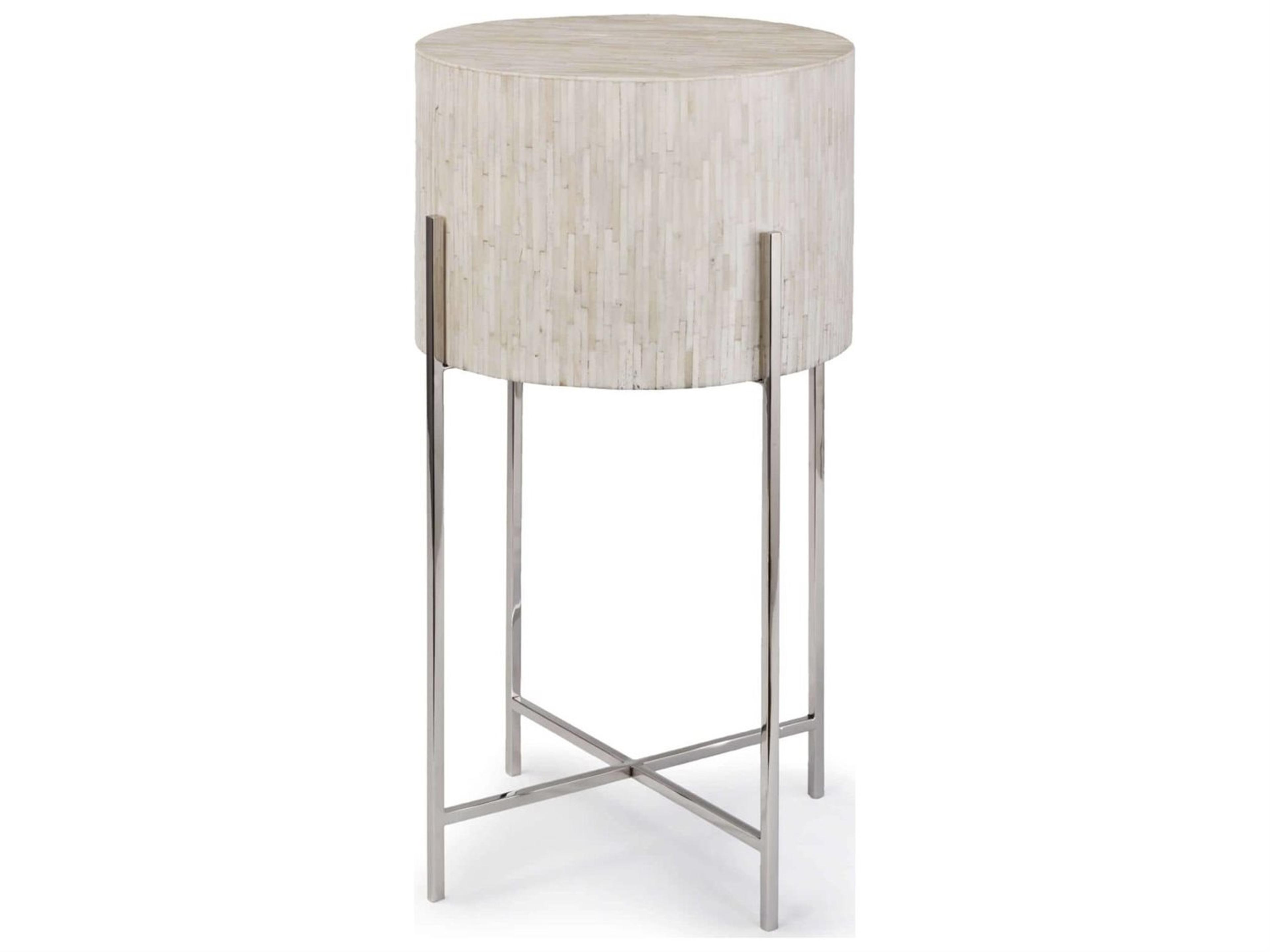Regina Andrew Bone Round Polished Nickel End Table