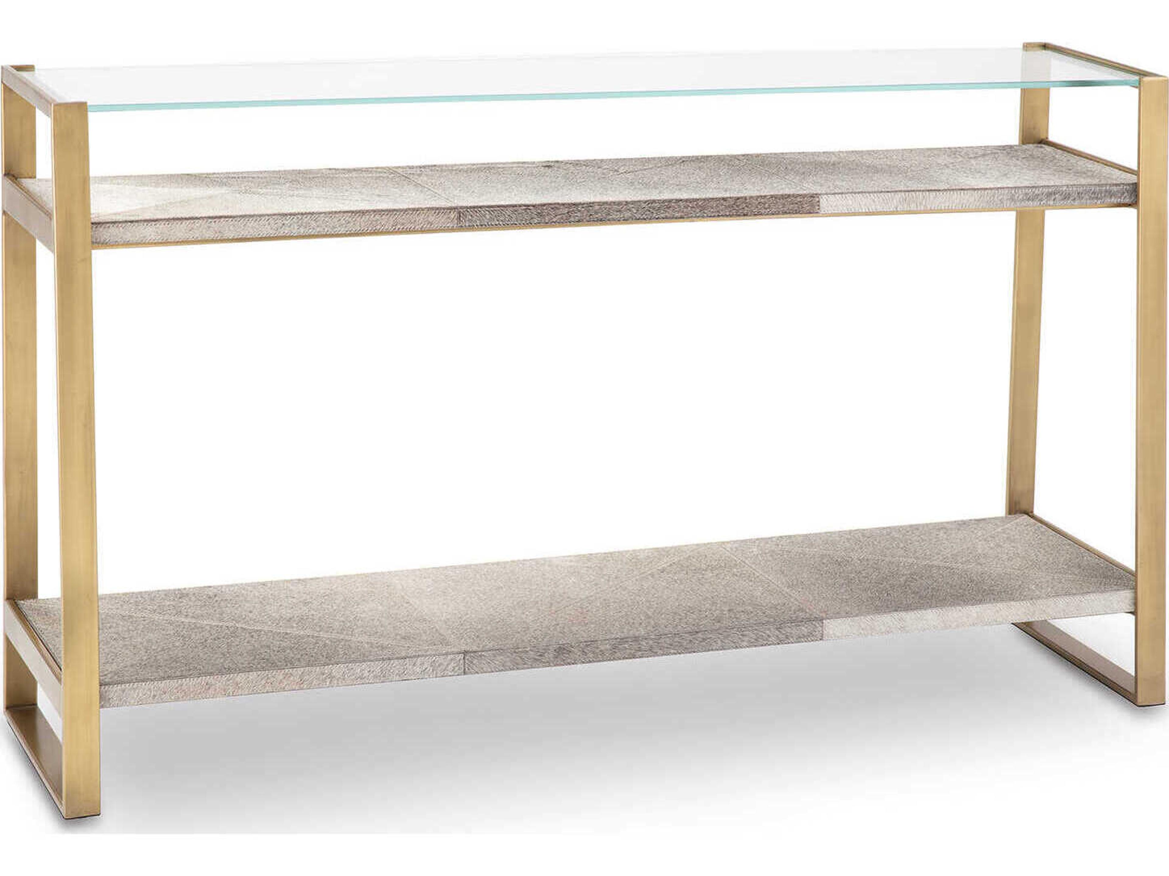 Regina Andrew Andres Rectangular Glass Brass Console Table