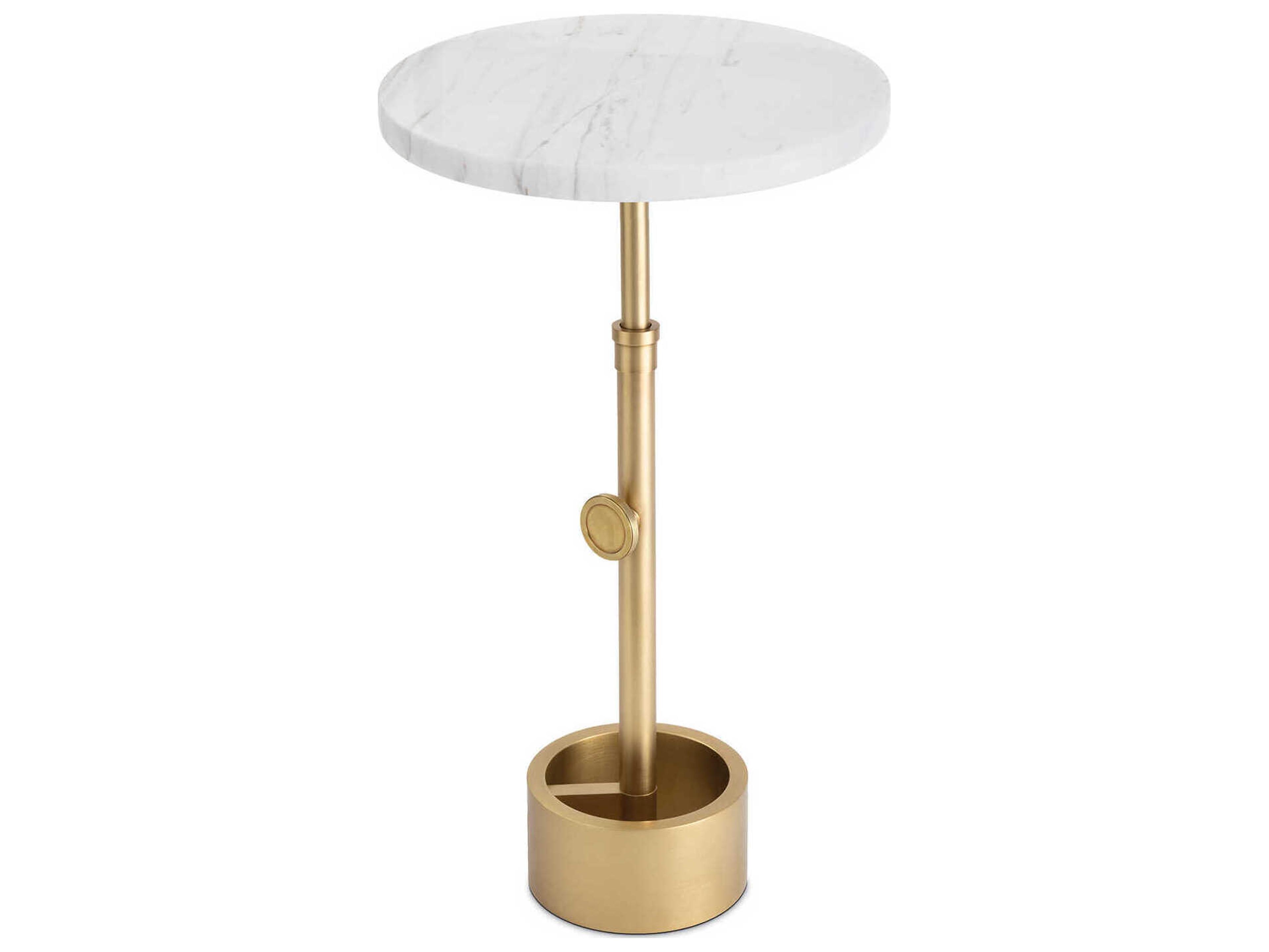 Regina Andrew Myles Round Marble Natural Brass End Table