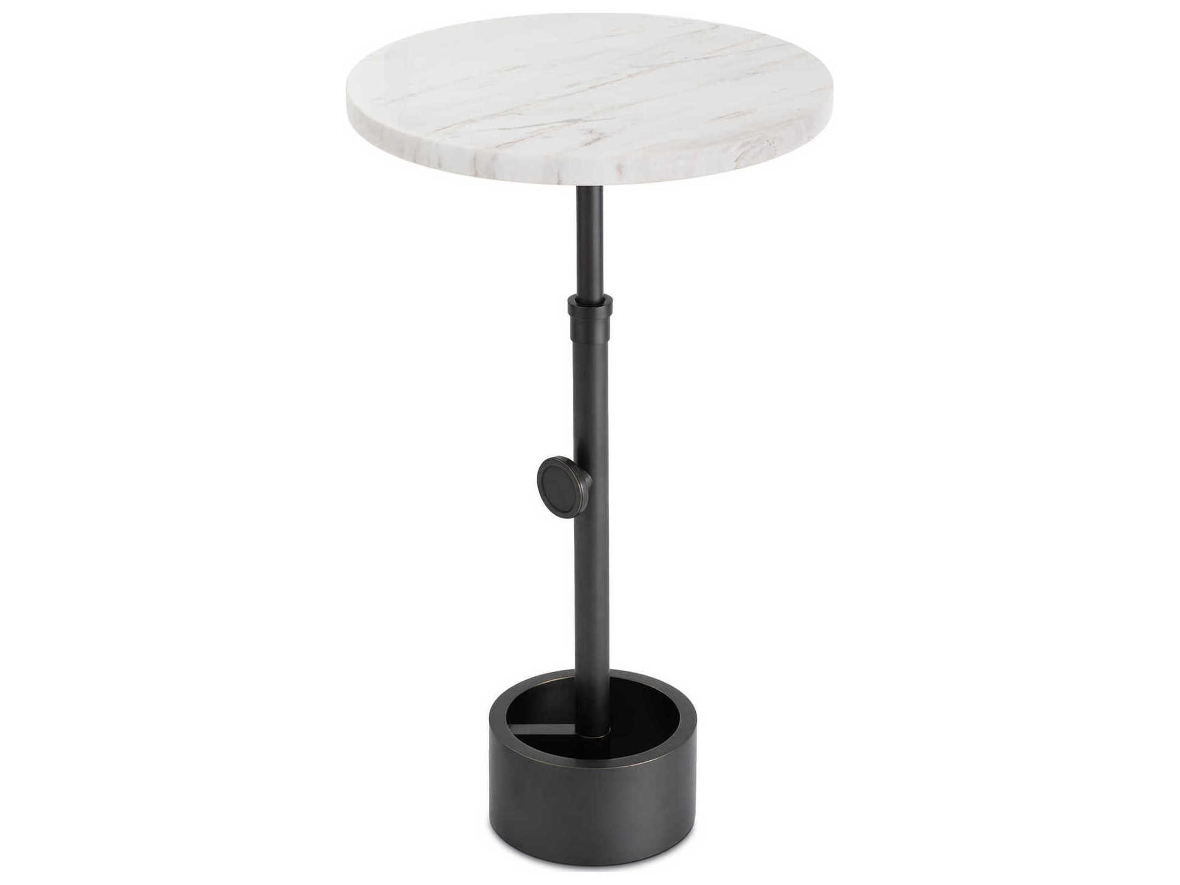 Regina Andrew Myles Round Marble Oil Rubbed Bronze End Table