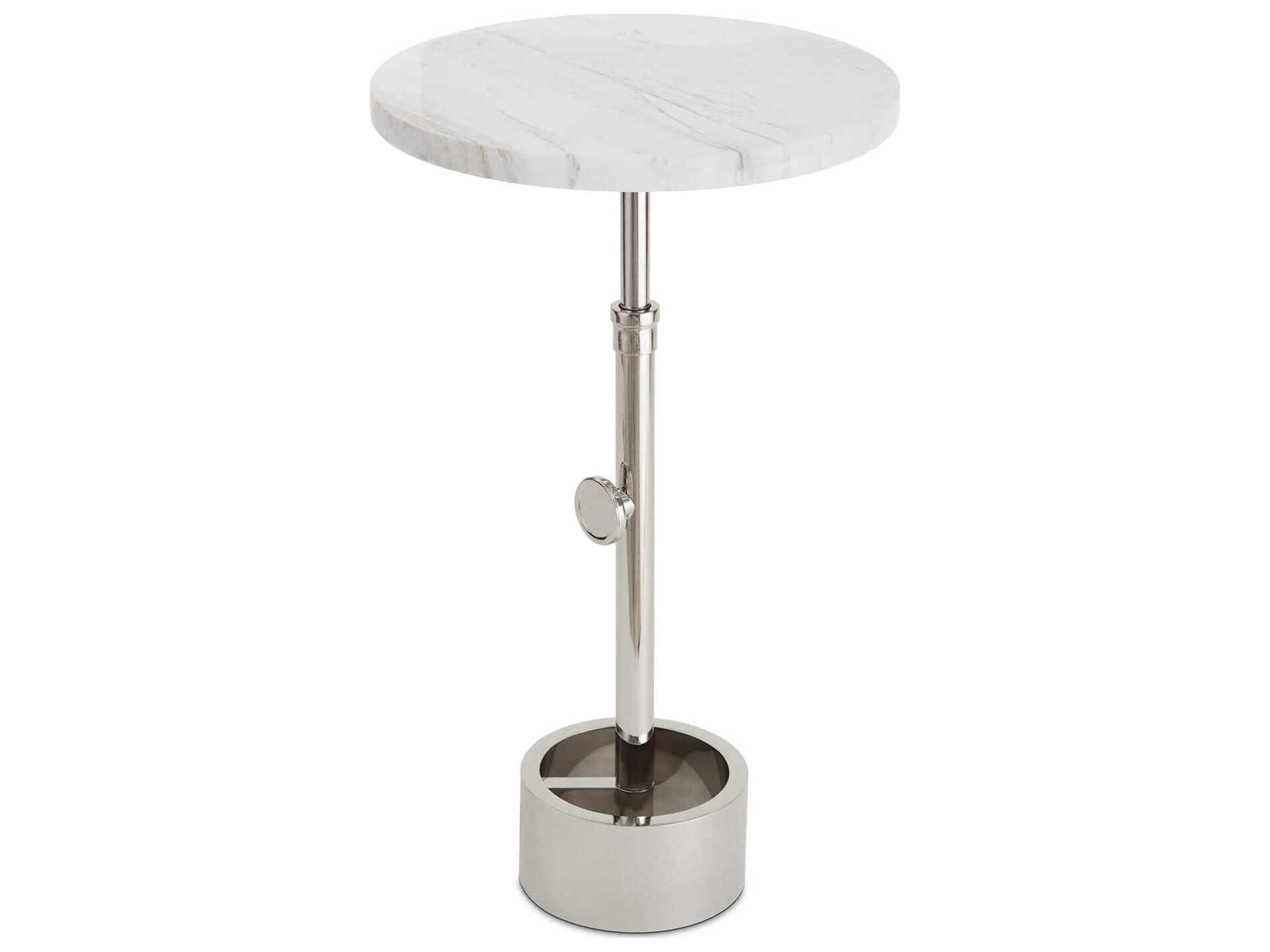 Regina Andrew Myles Round Marble Polished Nickel End Table