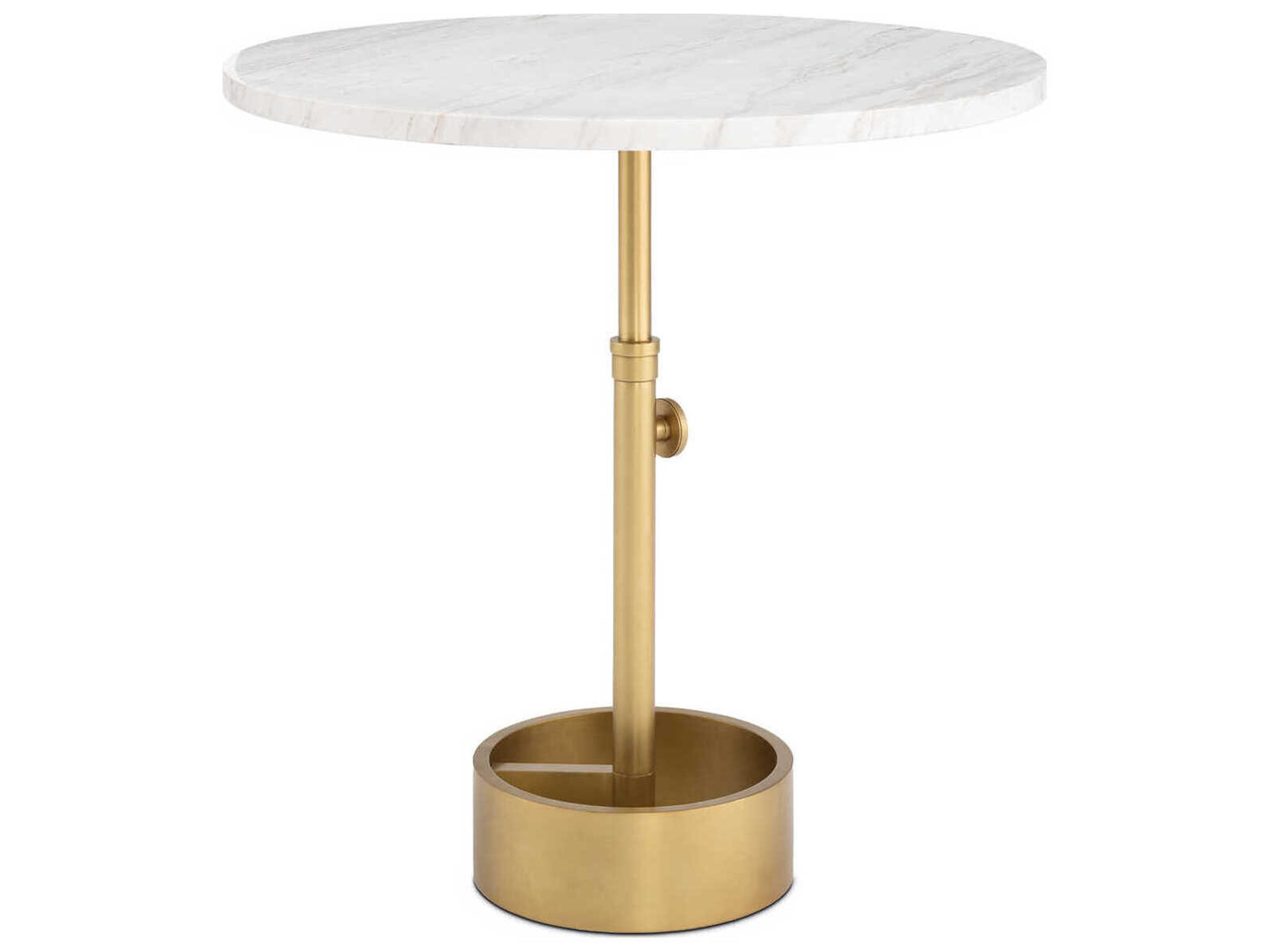 Regina Andrew Myles Round Marble White Natural Brass End Table