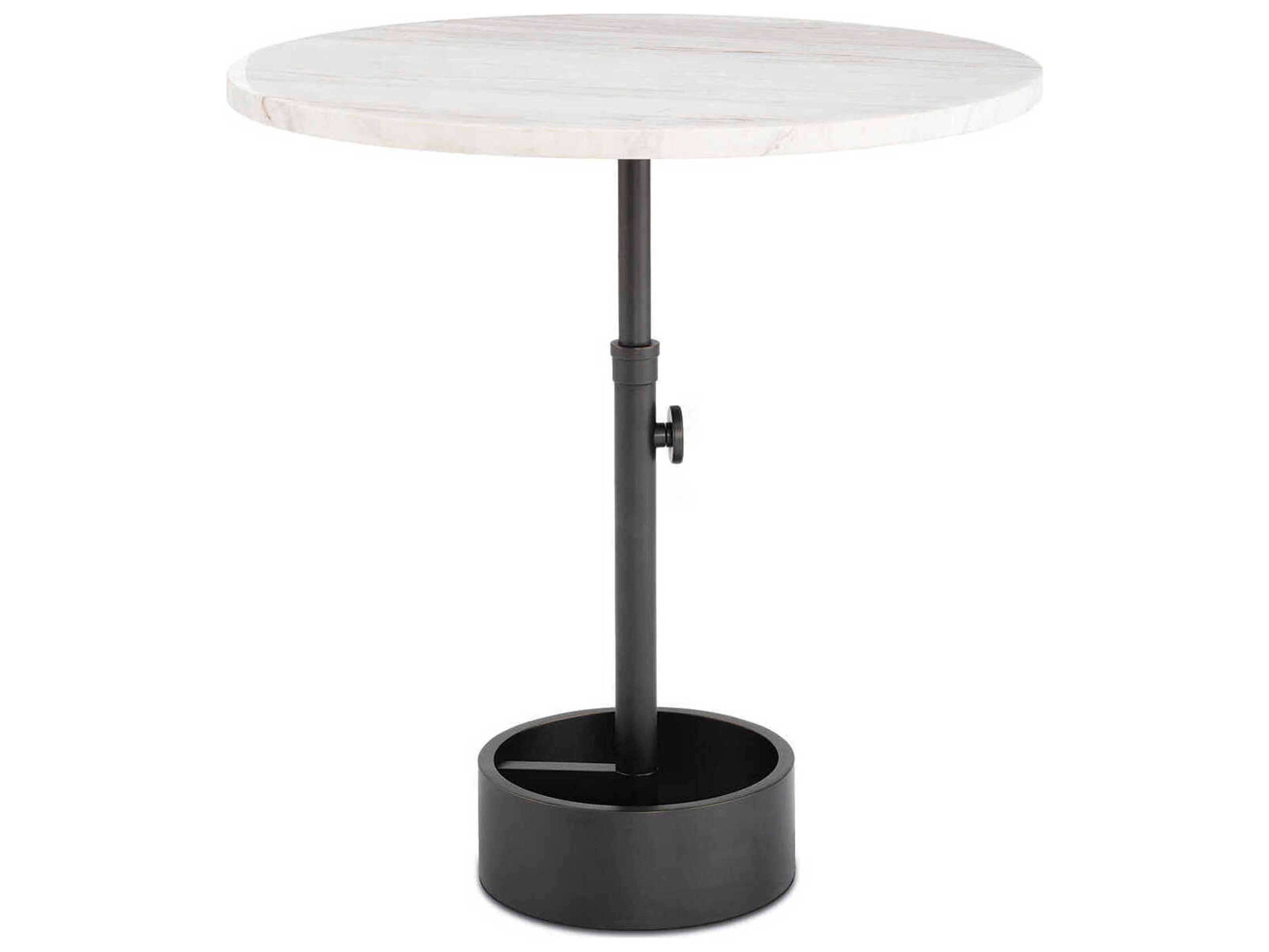 Regina Andrew Myles Round Marble White Oil Rubbed Bronze End Table