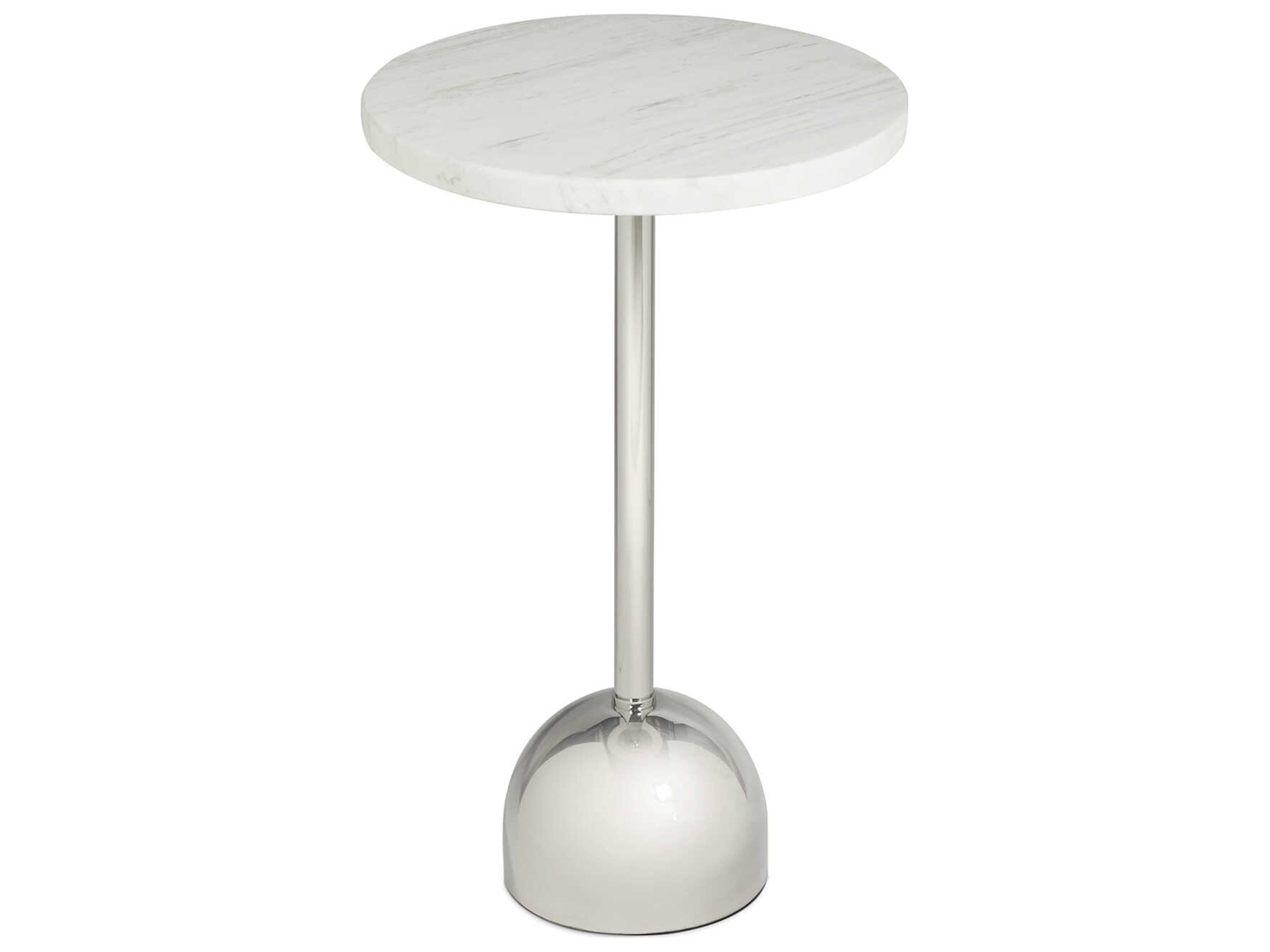 Regina Andrew Arthur Round Marble Polished Nickel End Table