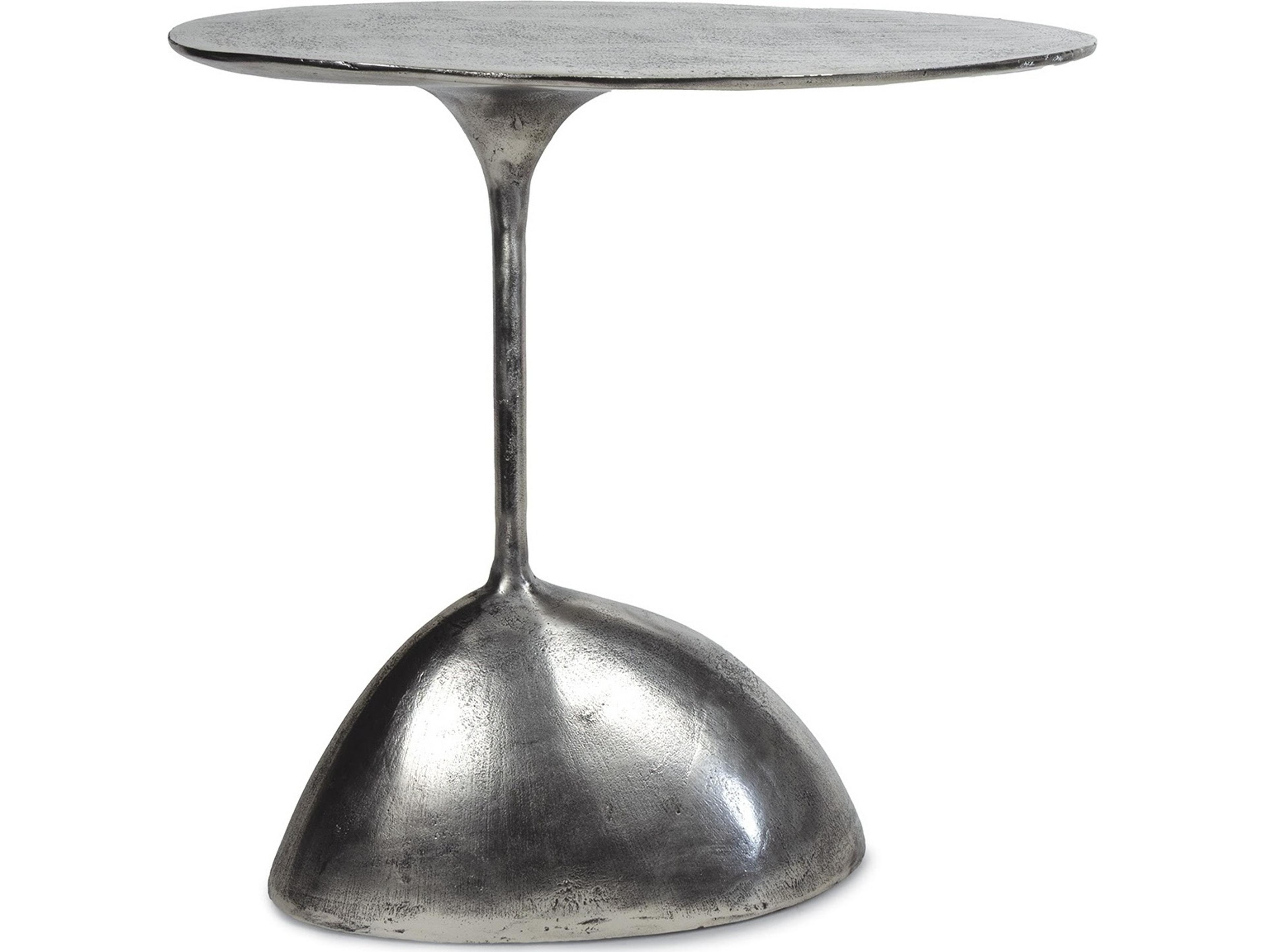 Regina Andrew Rizzo Oval Metal Antique Silver End Table