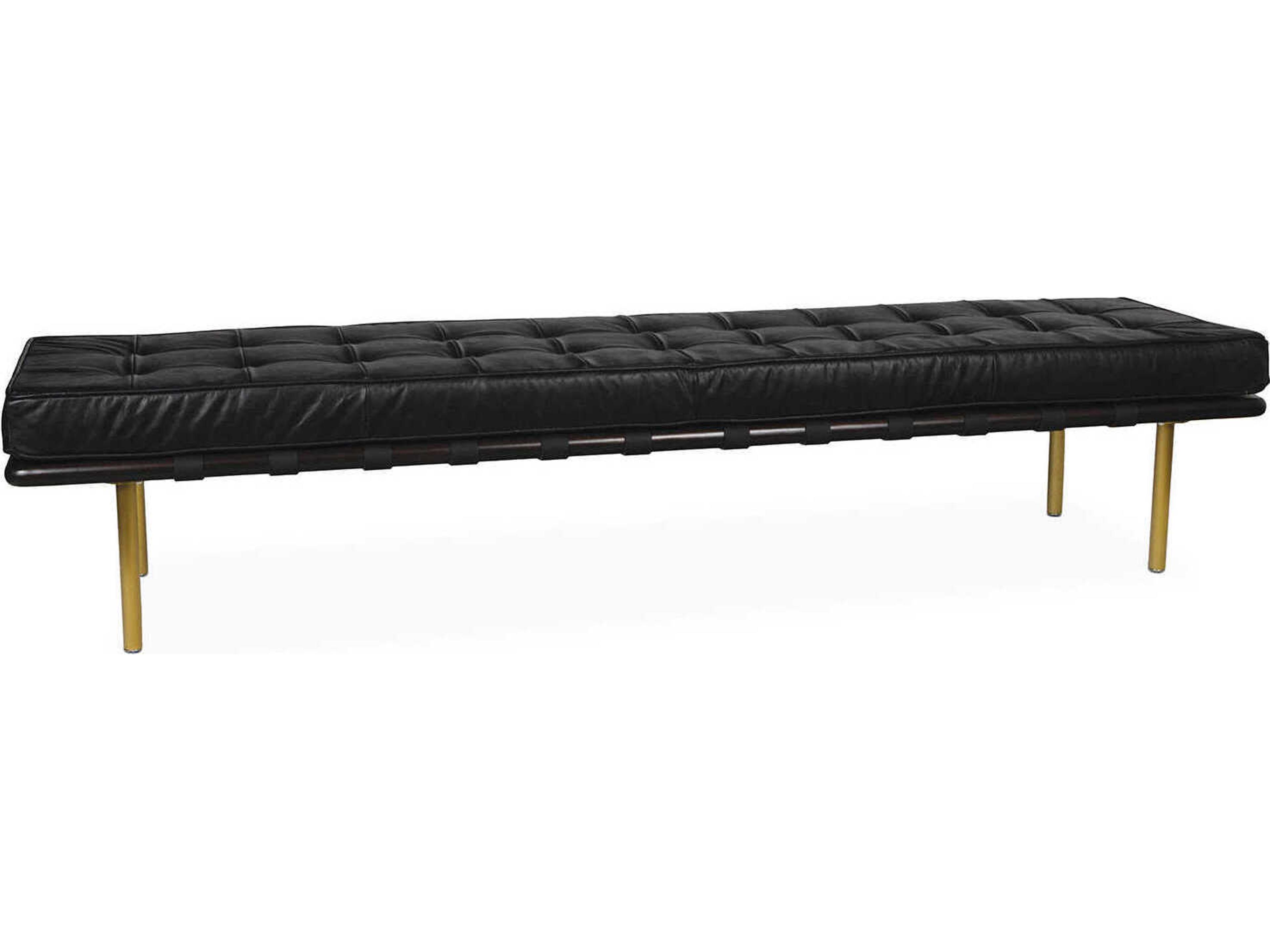 Regina Andrew Tufted Black Leather Accent Bench