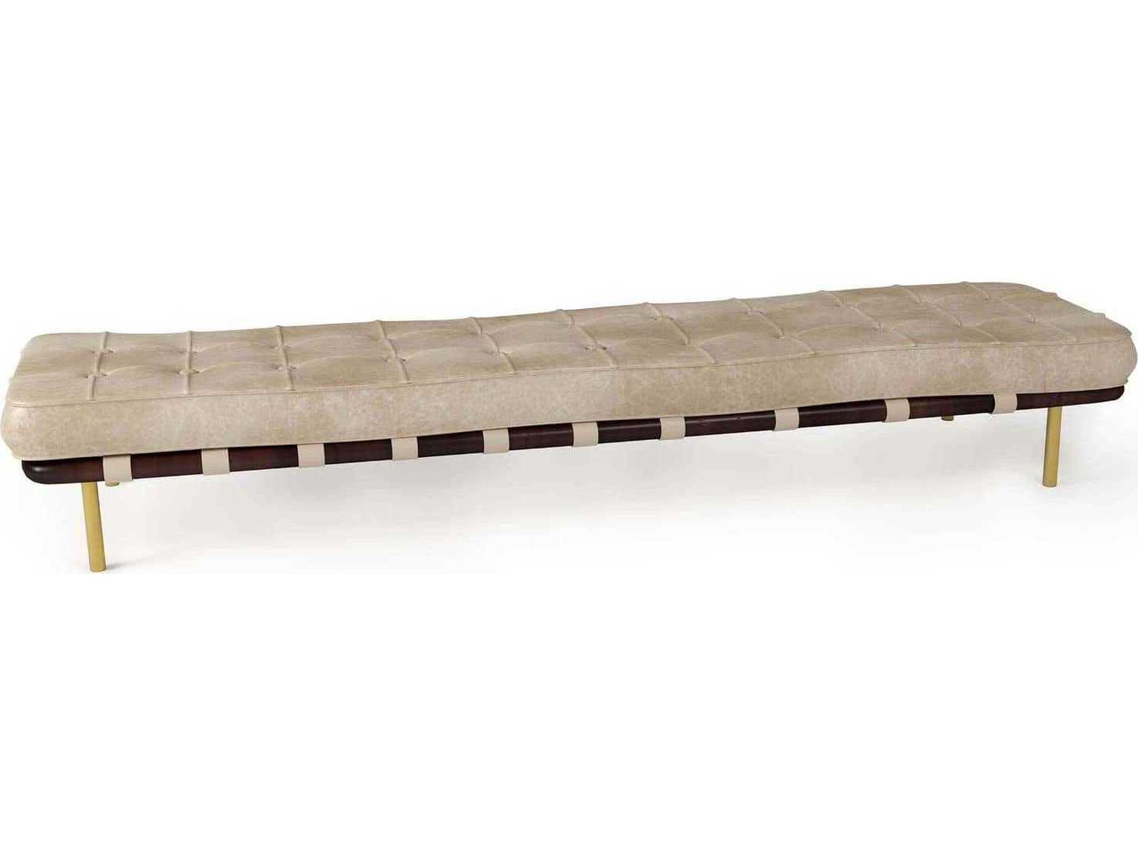 Regina Andrew Tufted Ivory Beige Leather Accent Bench