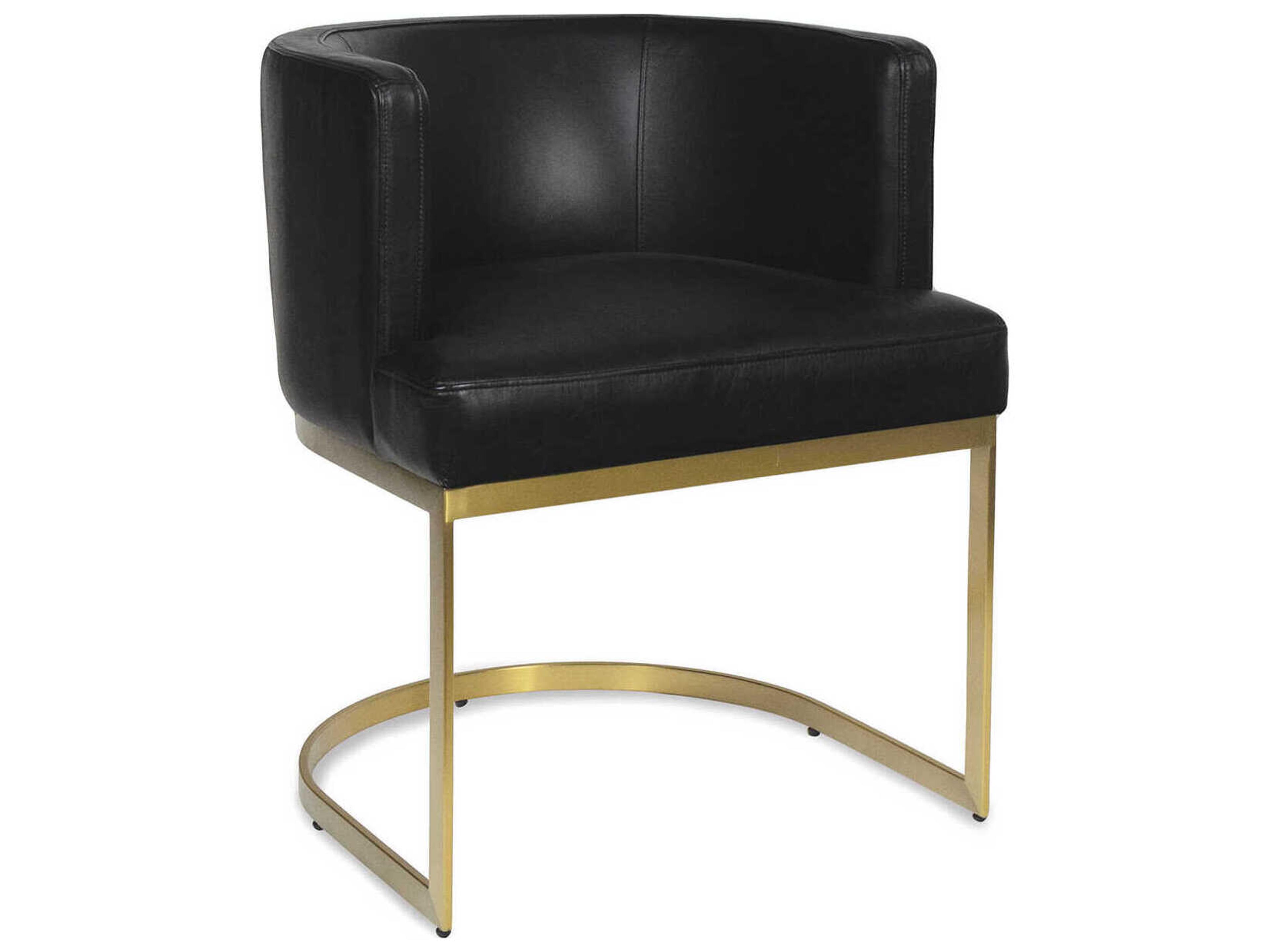 Owen Black Leather Arm Dining Chair