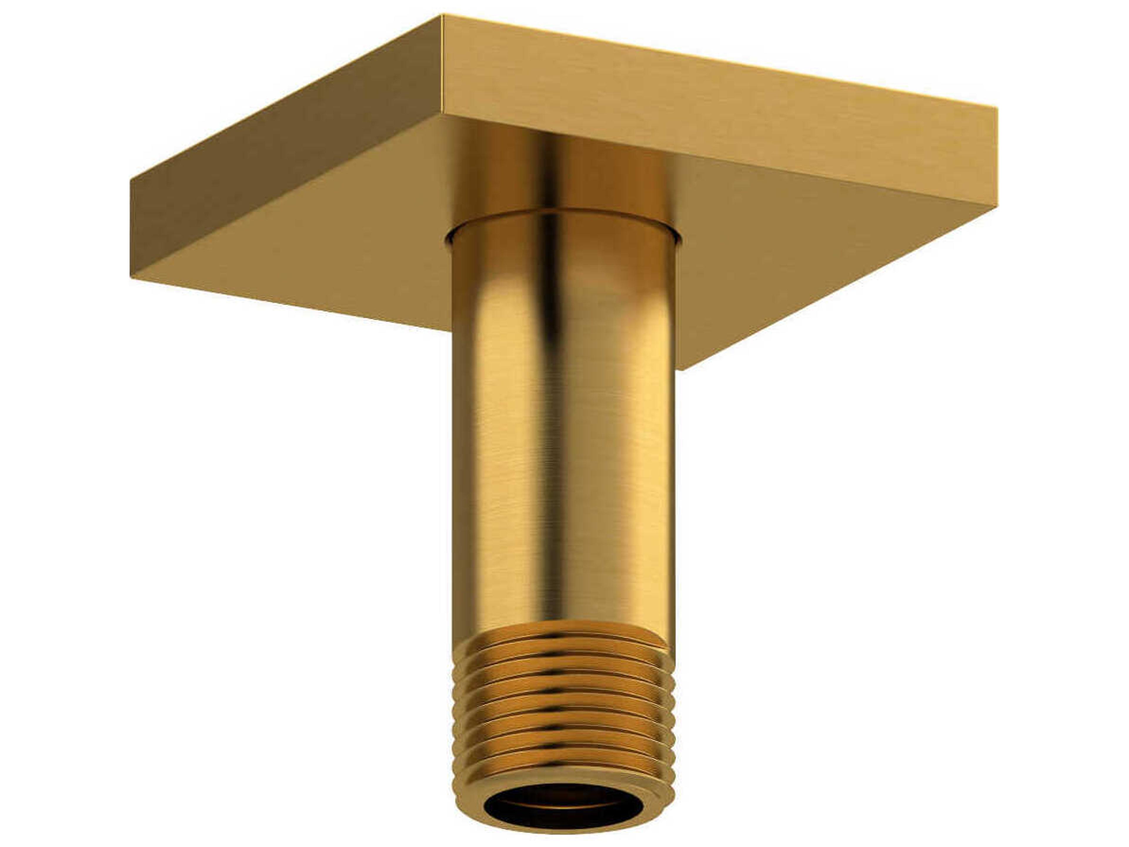 Riobel Brushed Gold Ceiling Mount Shower Arm with Square Escutcheon