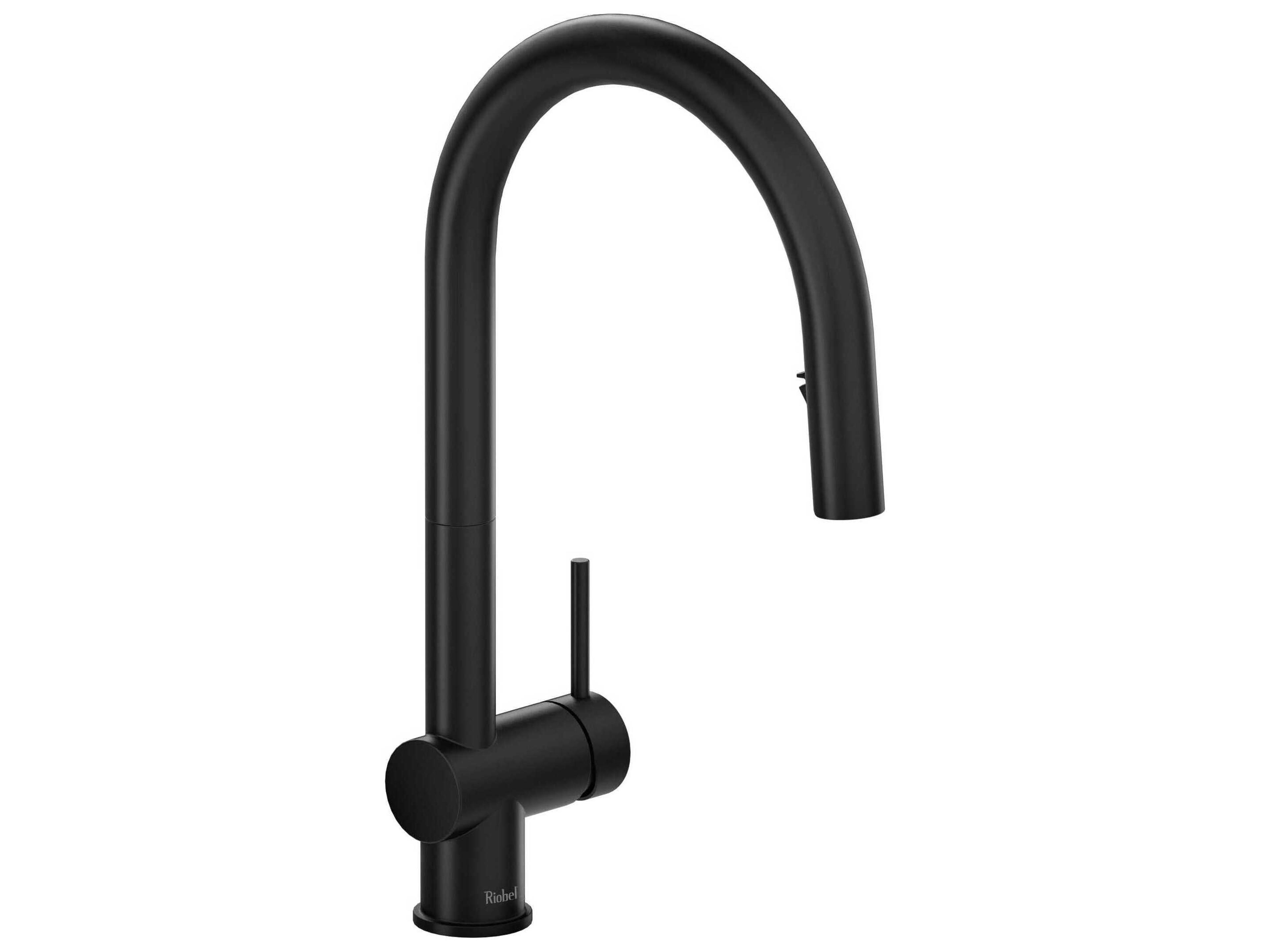 Riobel Azure Black Pull-Down Kitchen Faucet with C-Spout