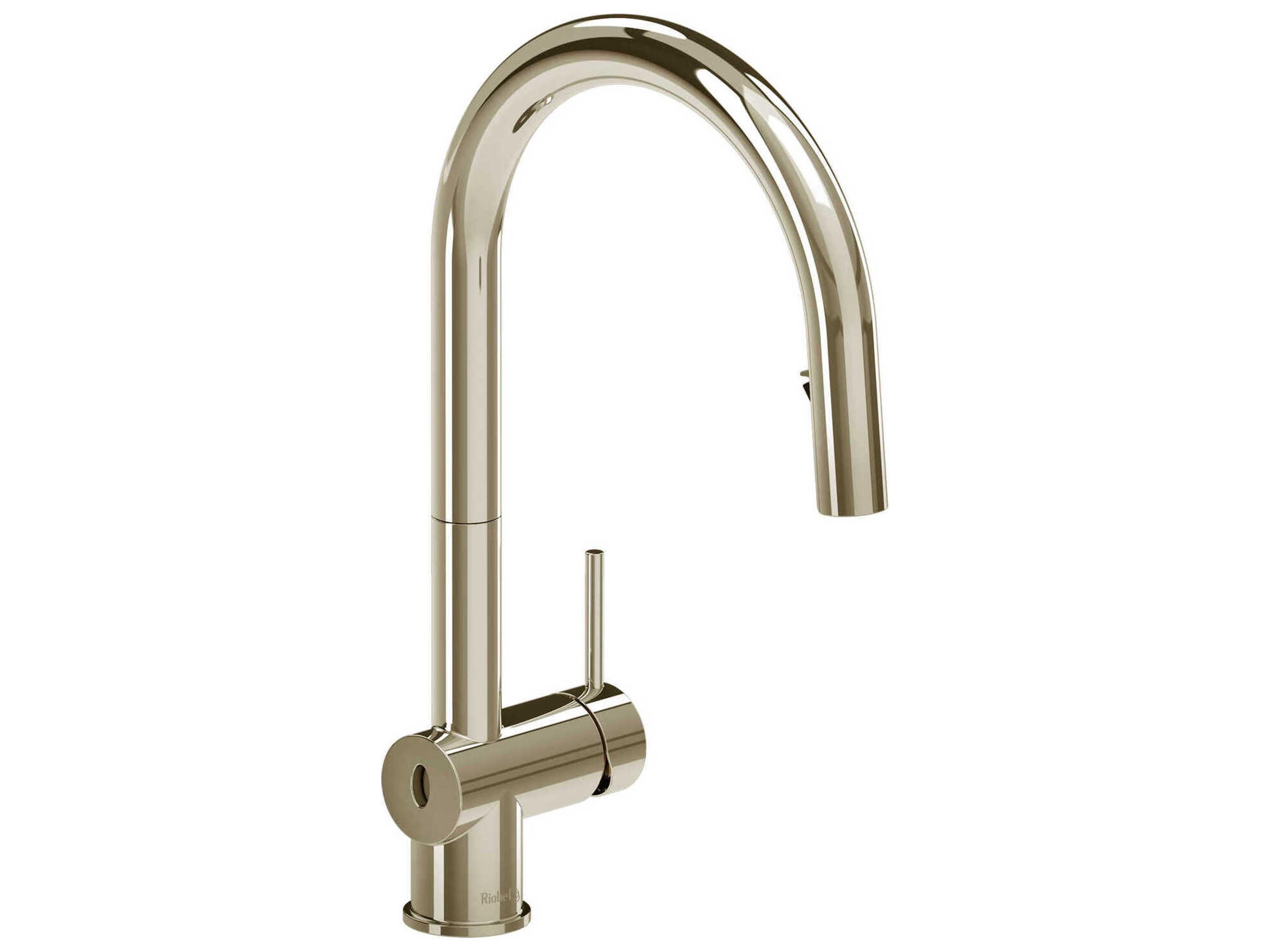 Riobel Azure Polished Nickel Pull-Down Touchless Kitchen Faucet with C-Spout