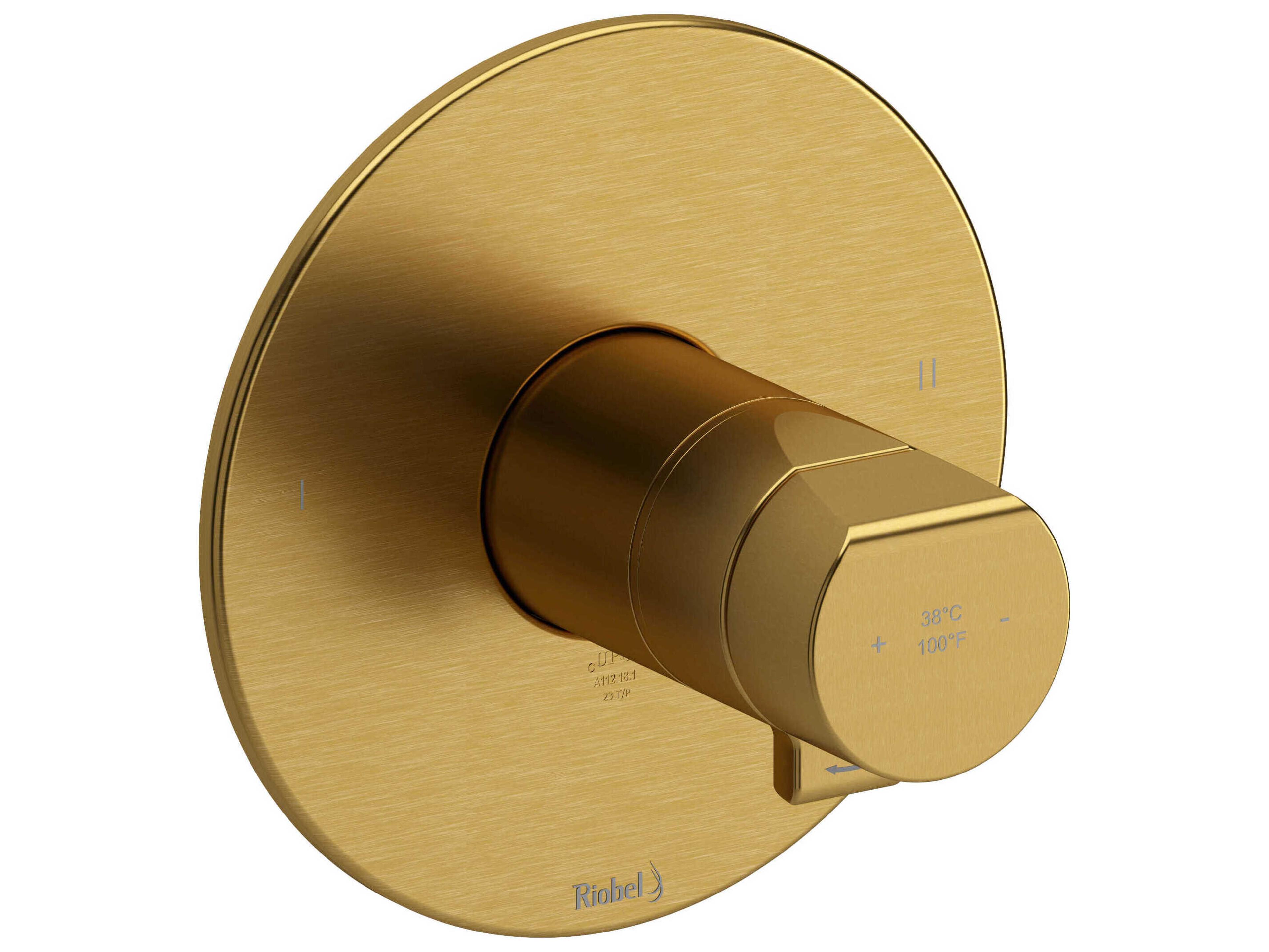 Riobel Parabola Brushed Gold Therm & Pressure Balance Trim with 2 Functions
