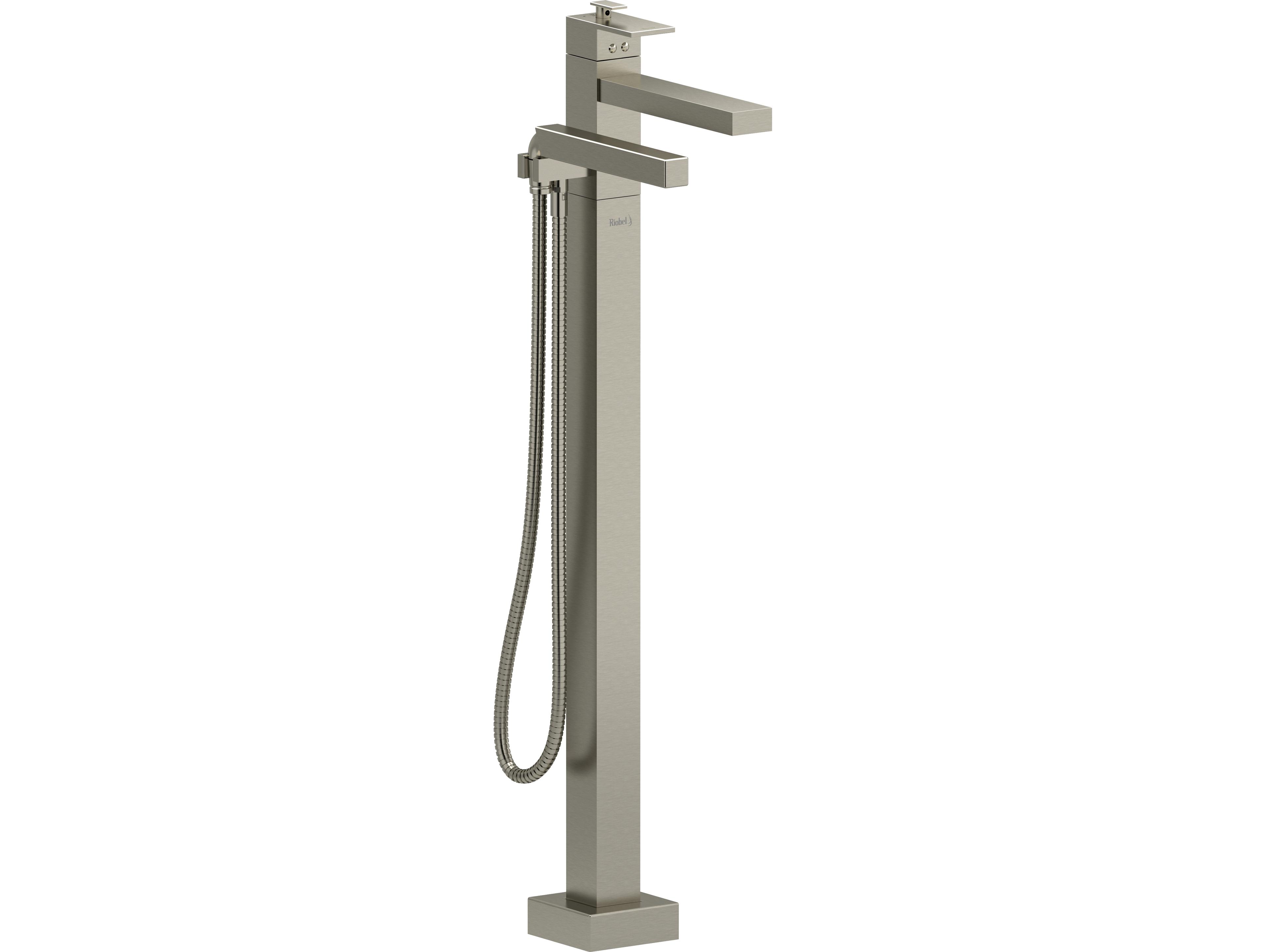 Riobel Kubik 2 Way Type Coaxial Floor Mount Tub Filler With Handshower Trim
