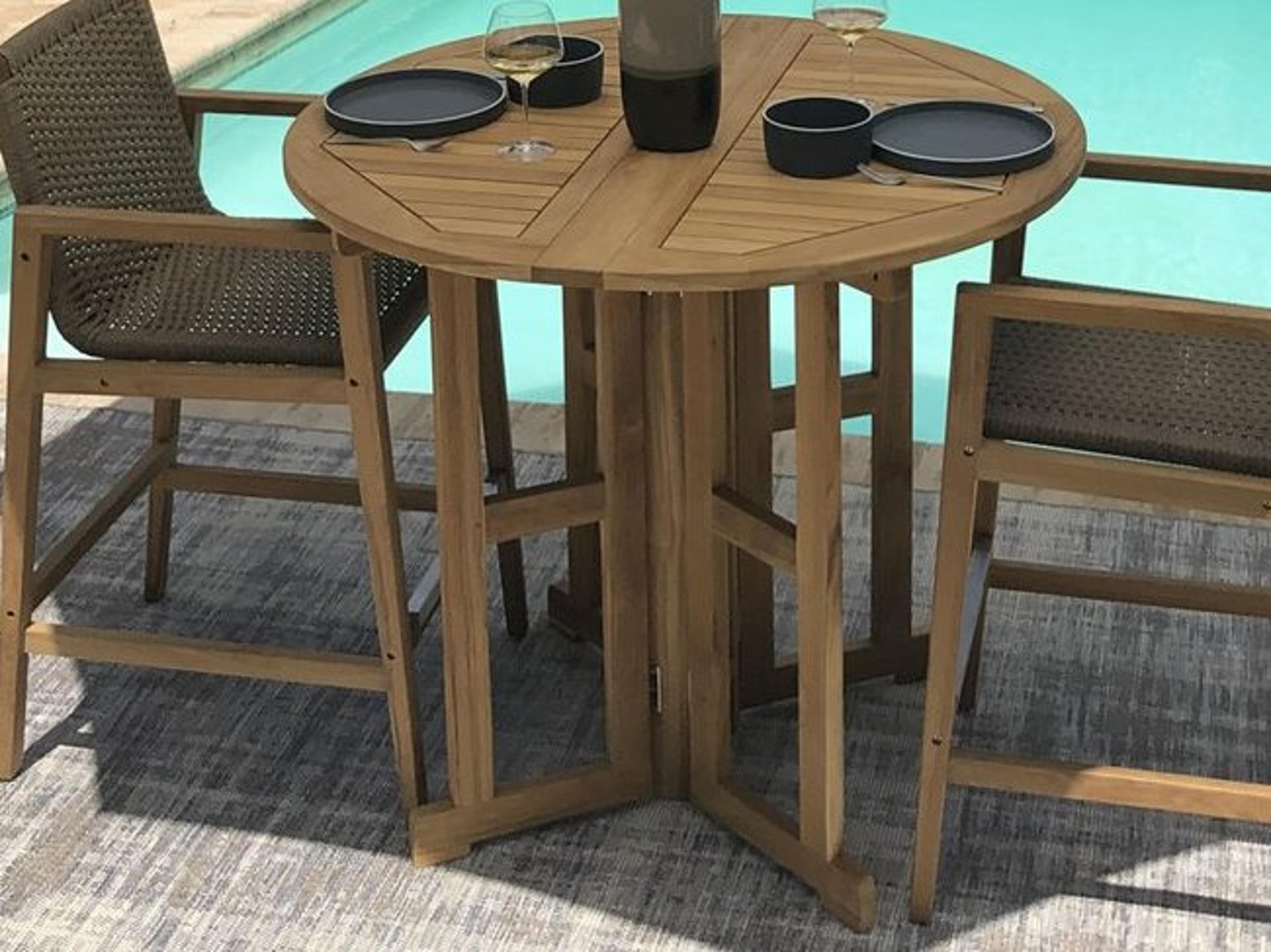 Royal Teak Collection Classic Drop Leaf Round Outdoor Bar Table