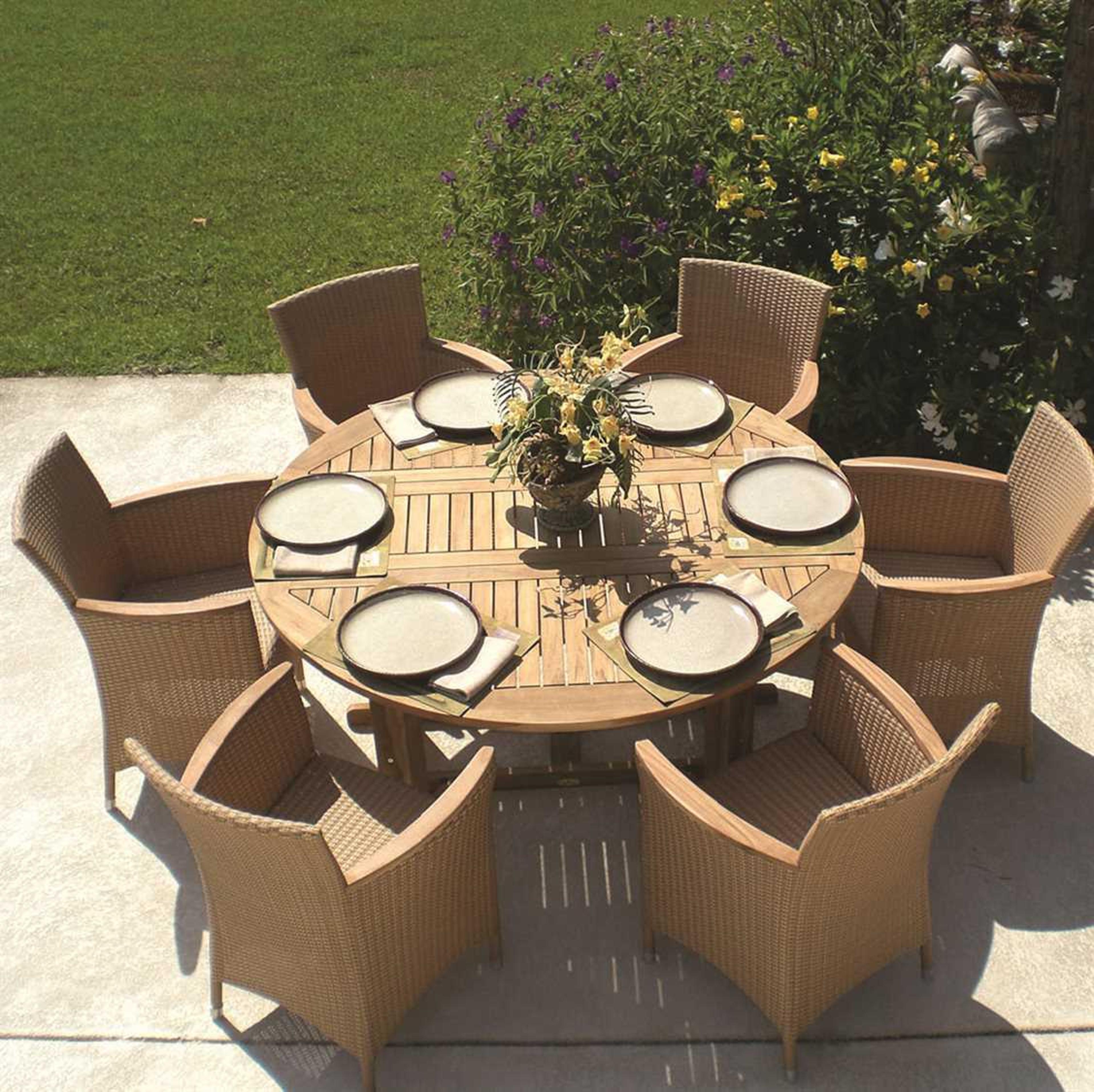 Royal Teak Collection Round Drop Leaf Outdoor Dining Table