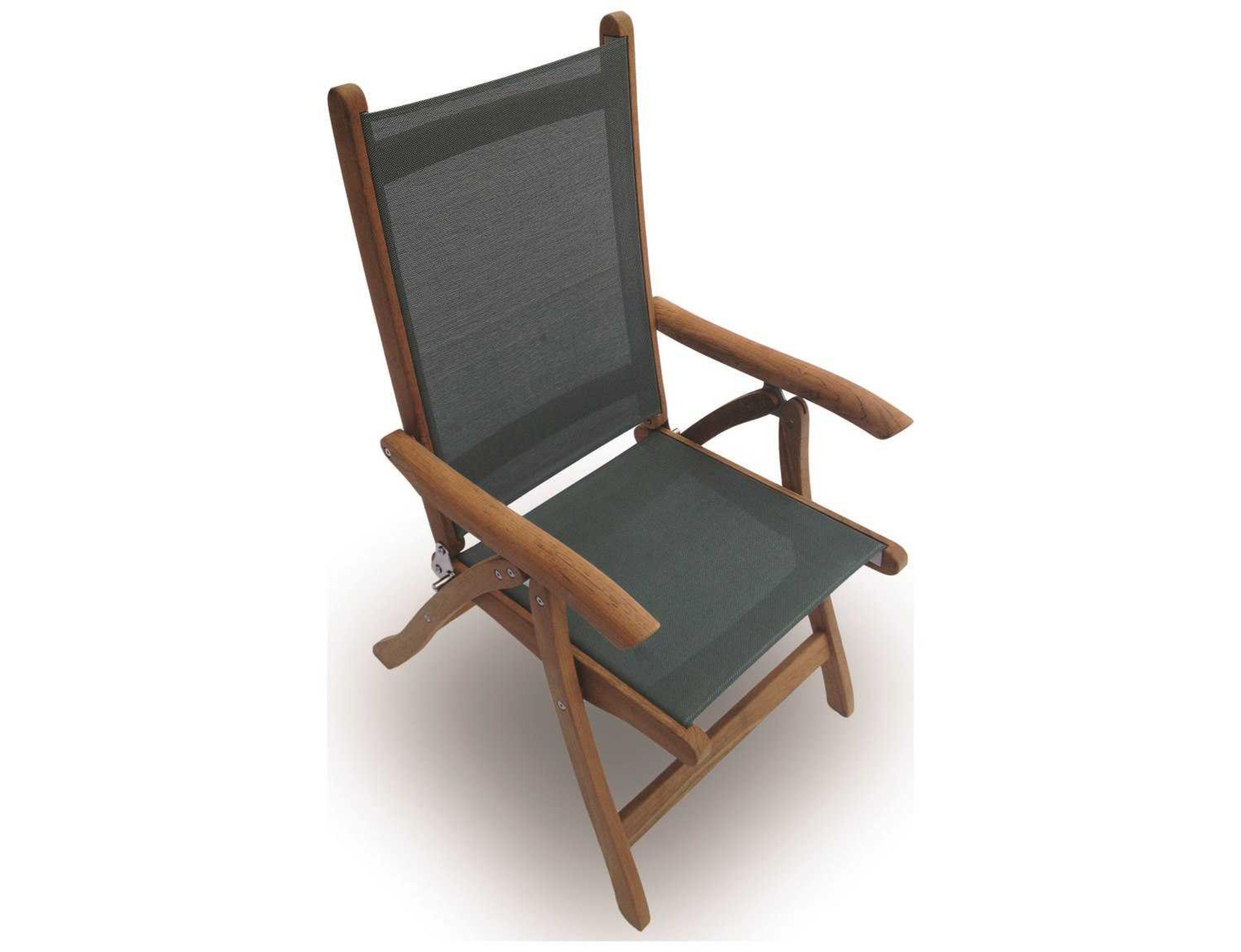 Royal Teak Collection Florida Moss Sling Adjustable Folding Outdoor Dining Arm Chair